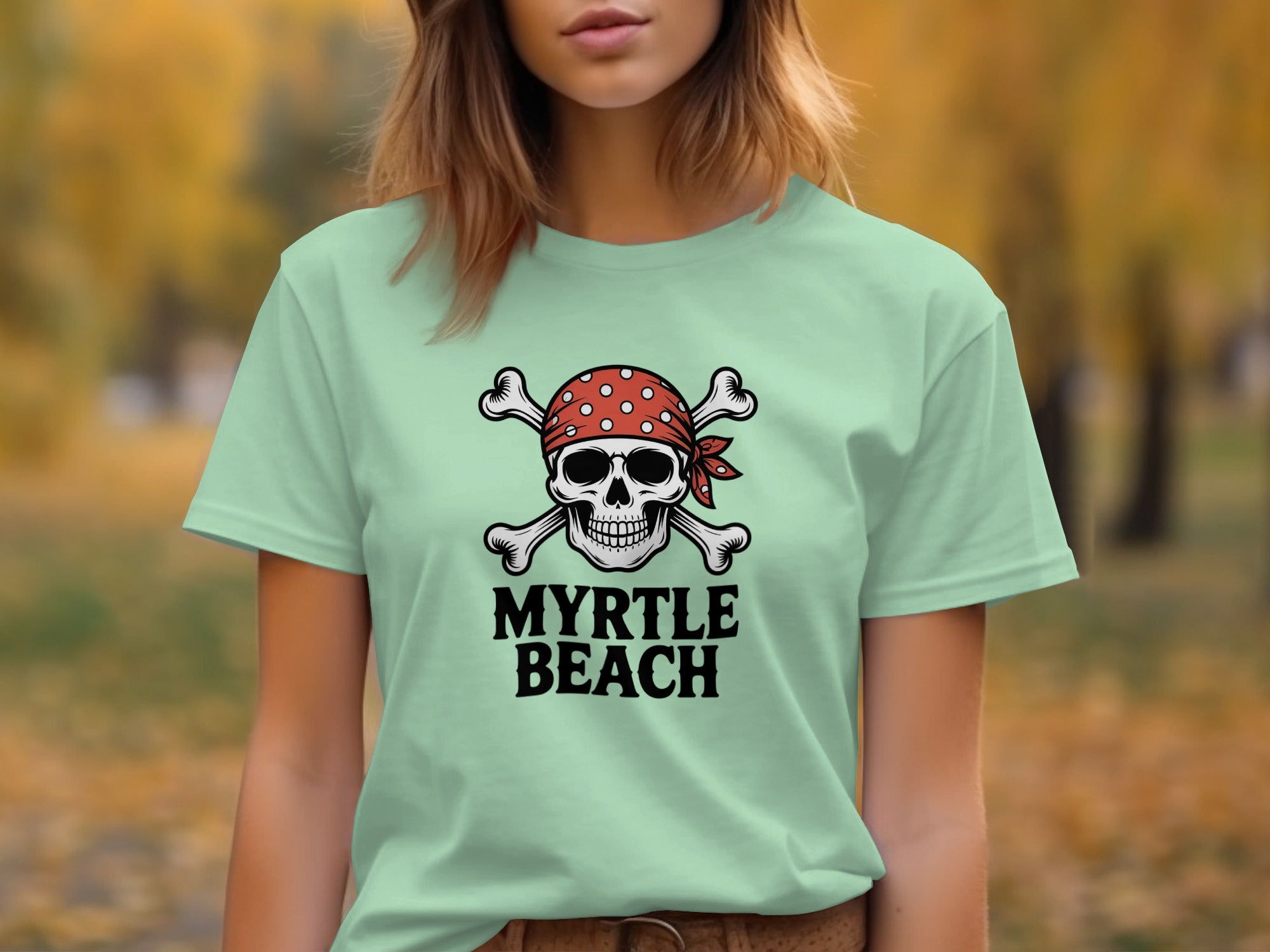 Myrtle Beach Pirate Skull Graphic Teal T-Shirt product type
