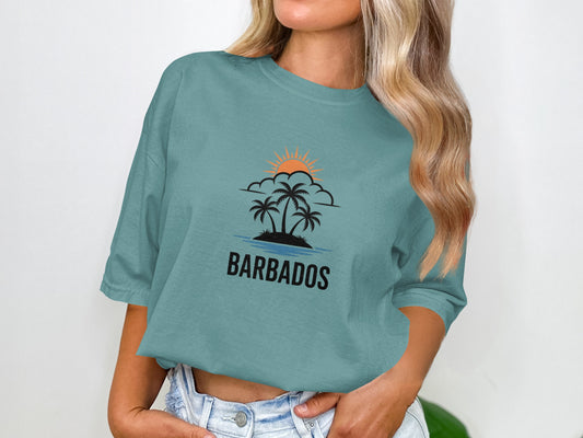 Barbados Sunset Palm Trees Graphic Tee product