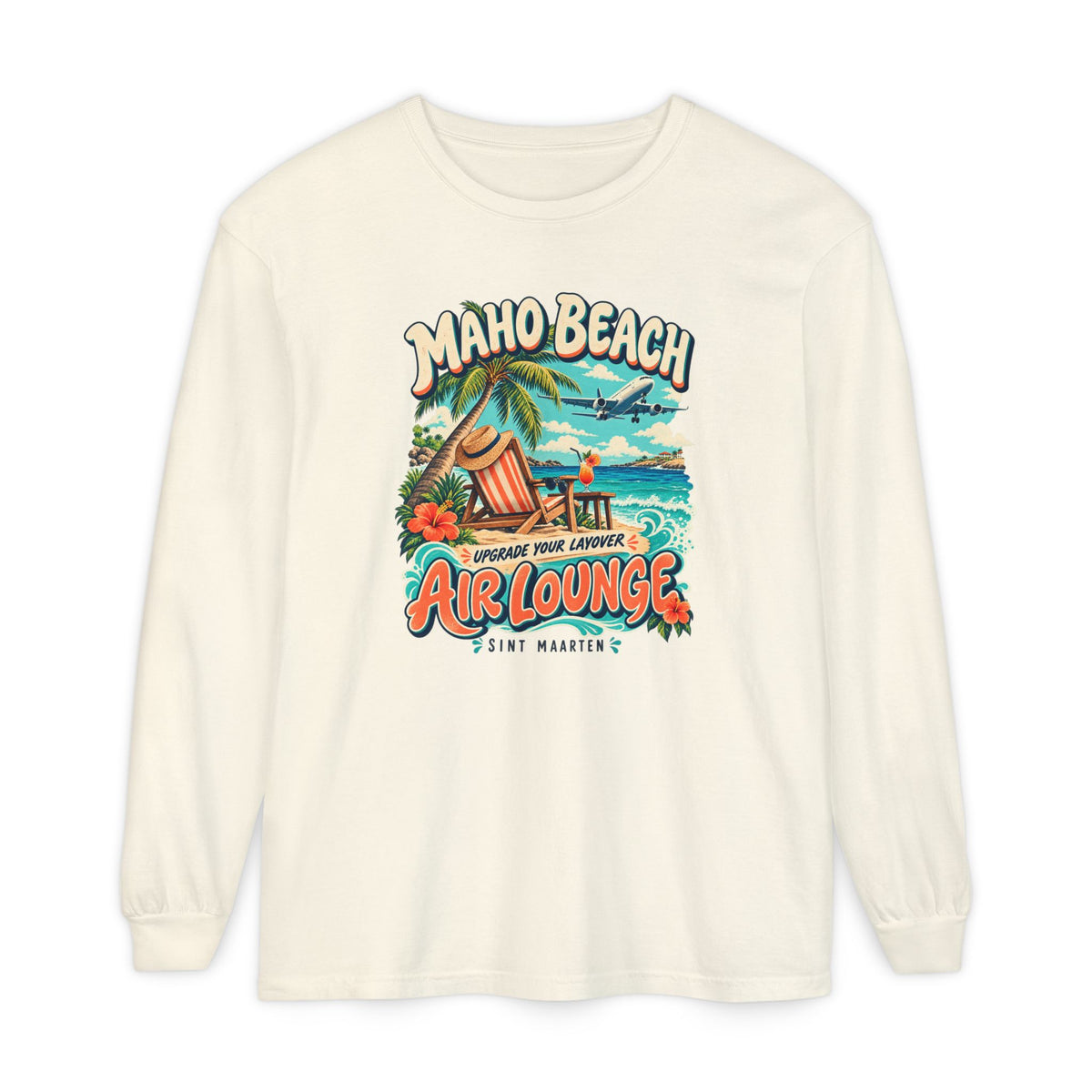 Maho Beach Air Lounge Sint Maarten Comfort Colors 6014 Long-Sleeve T-Shirt