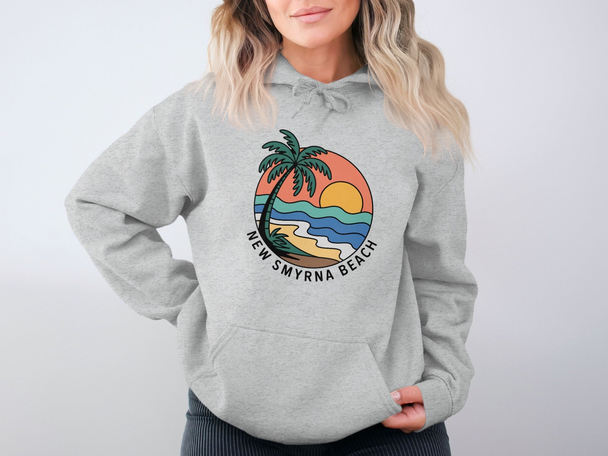 New Smyrna Beach Palm Tree Graphic Hoodie product