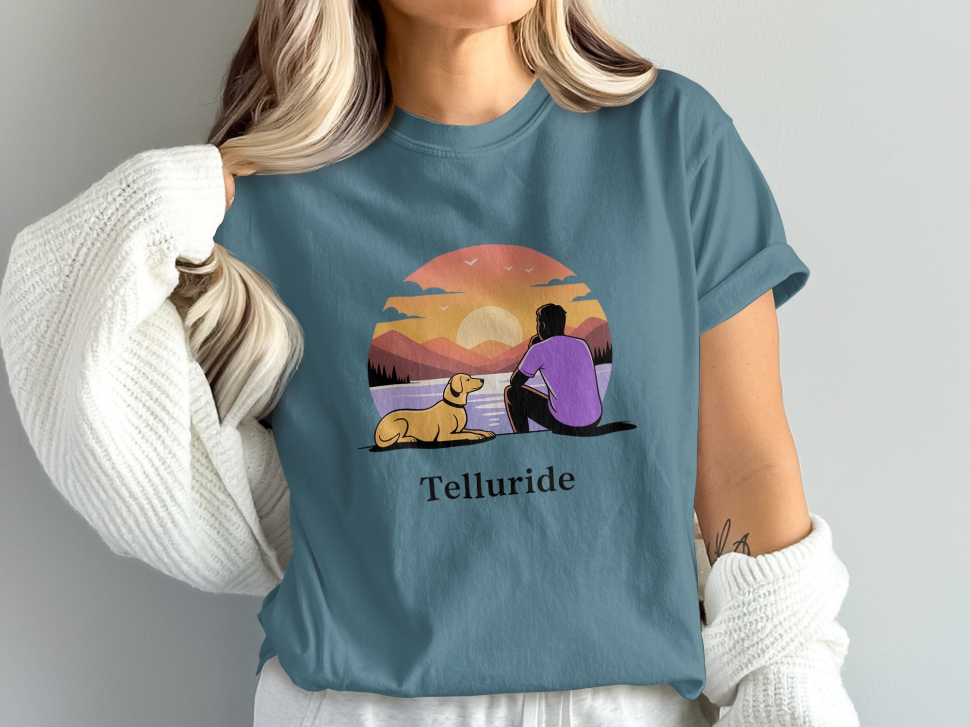 Telluride Dog and Hiker Design T-Shirt product