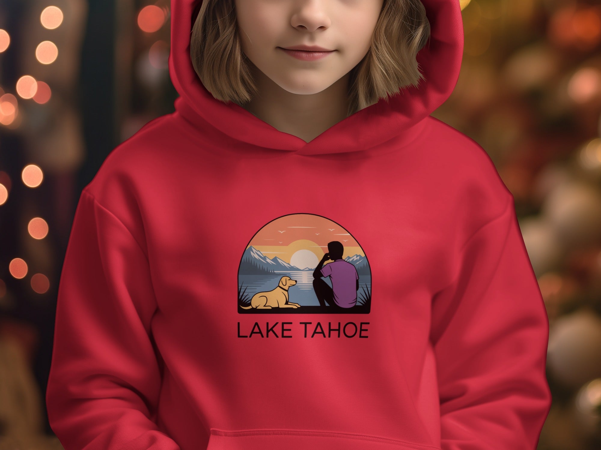 Lake Tahoe Dog and Owner Scene Hoodie