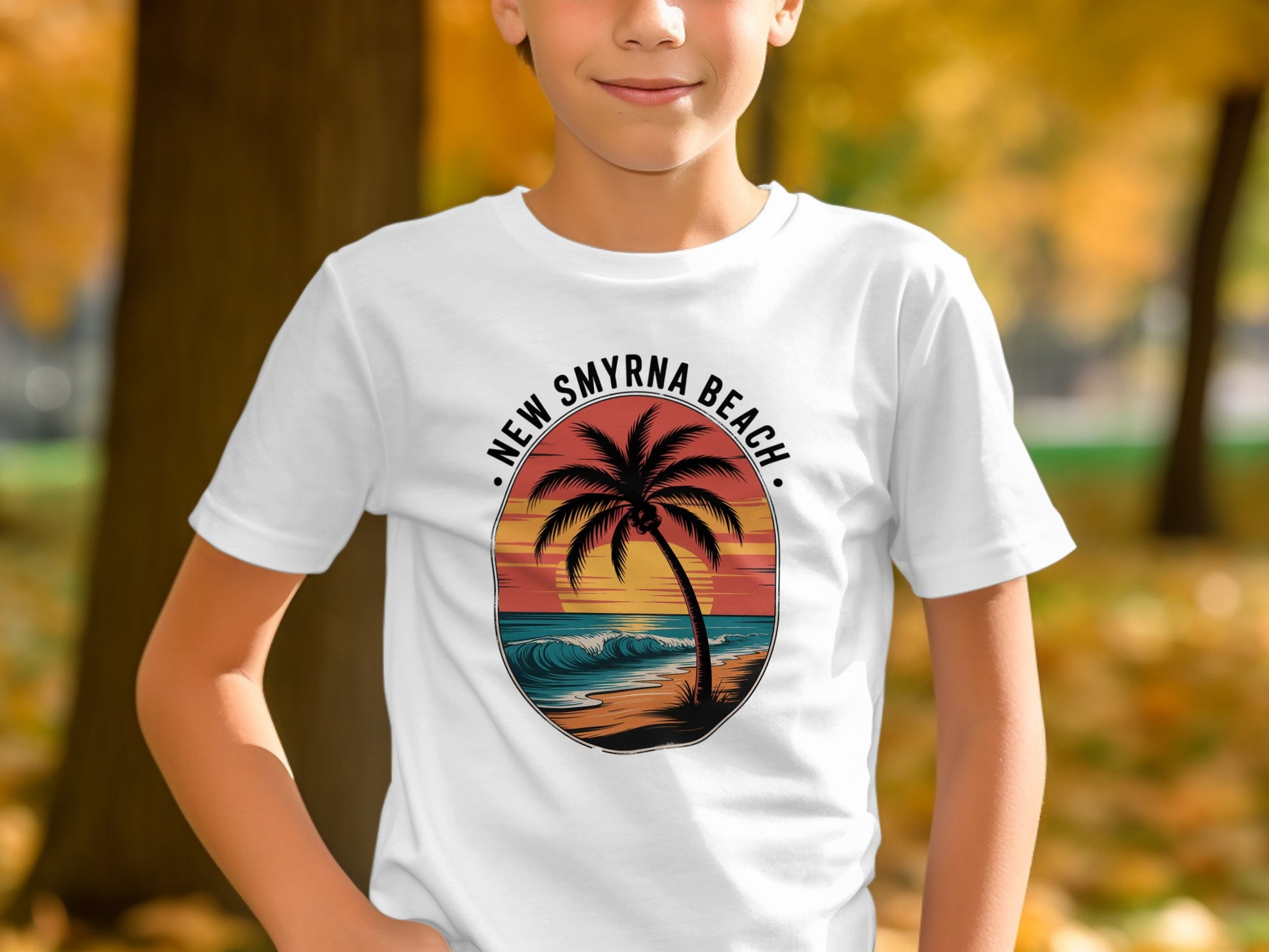 New Smyrna Beach Sunset Palm Trees Graphic product type