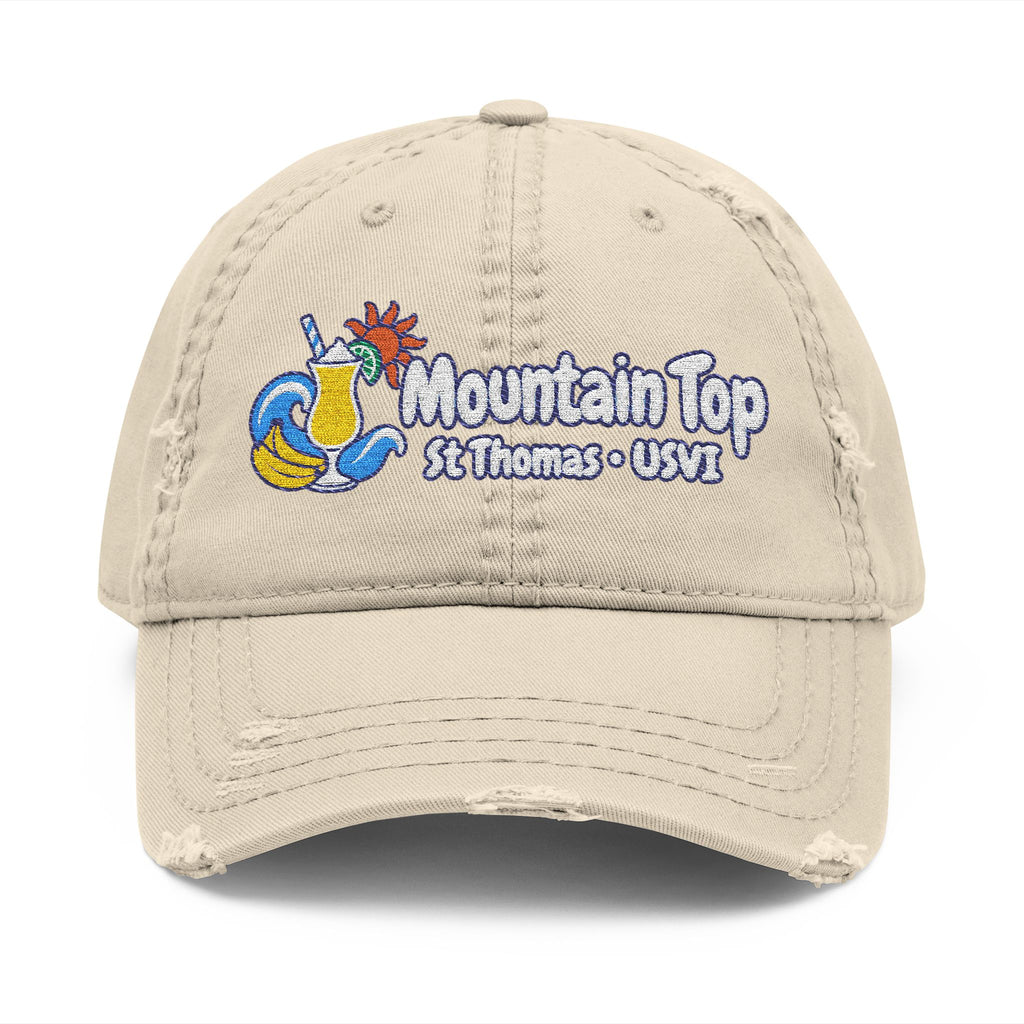 Mountain Top St. Thomas USVI embroidered distressed OTTO dad hat, product gallery view 4.