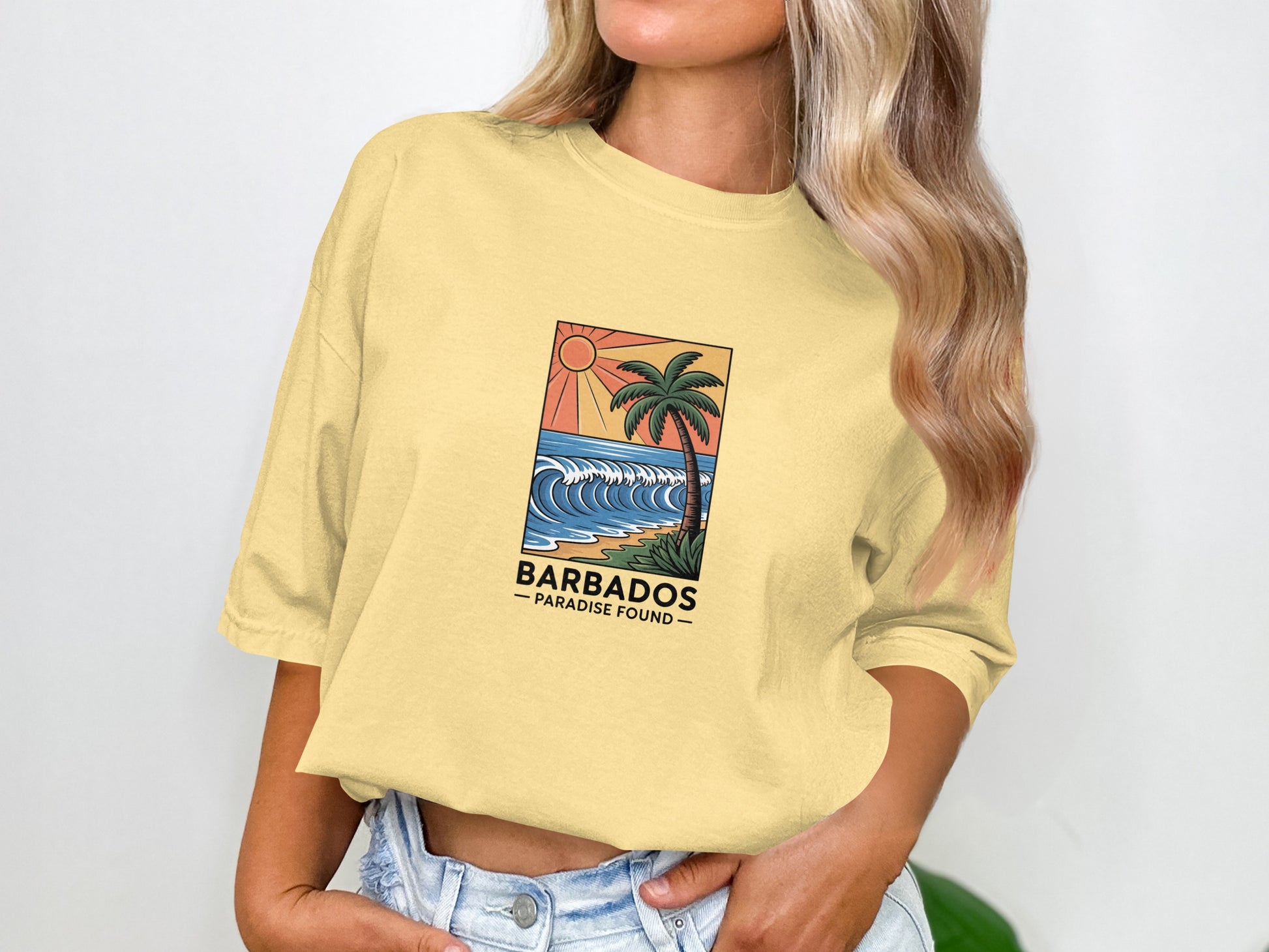 Vintage Style Barbados Beach Scene Graphic Tee product
