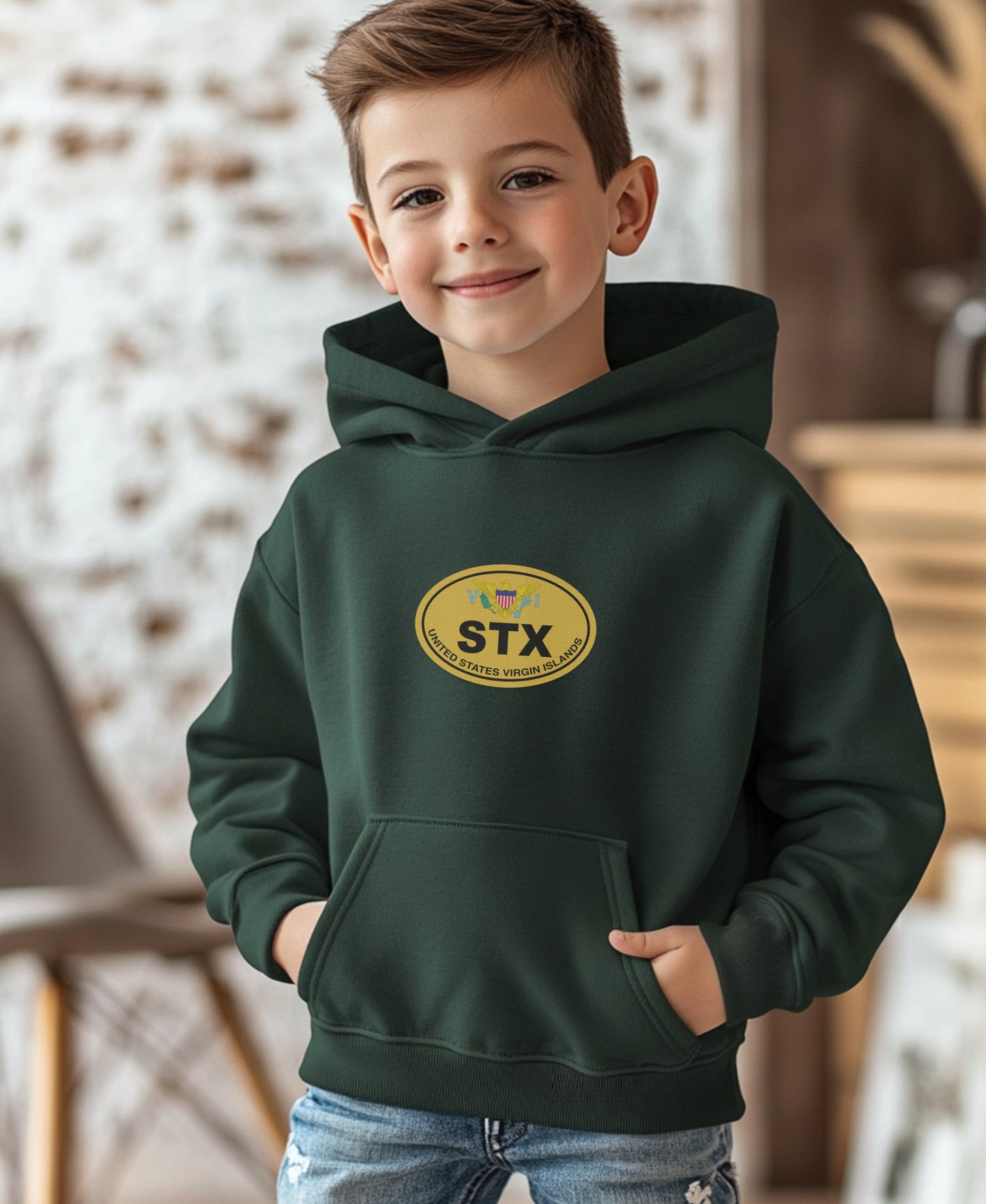 Cozy Green Hoodie with STX Logo Print Product