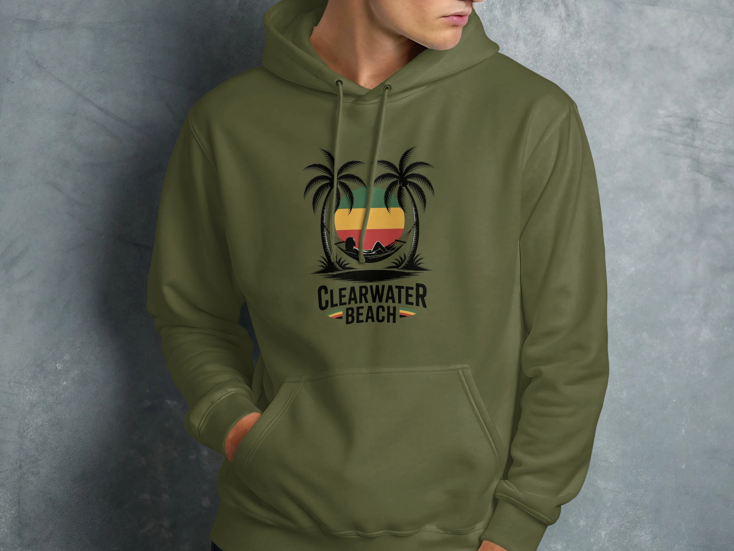 Clearwater Beach Hoodie with Palm Trees Design product type