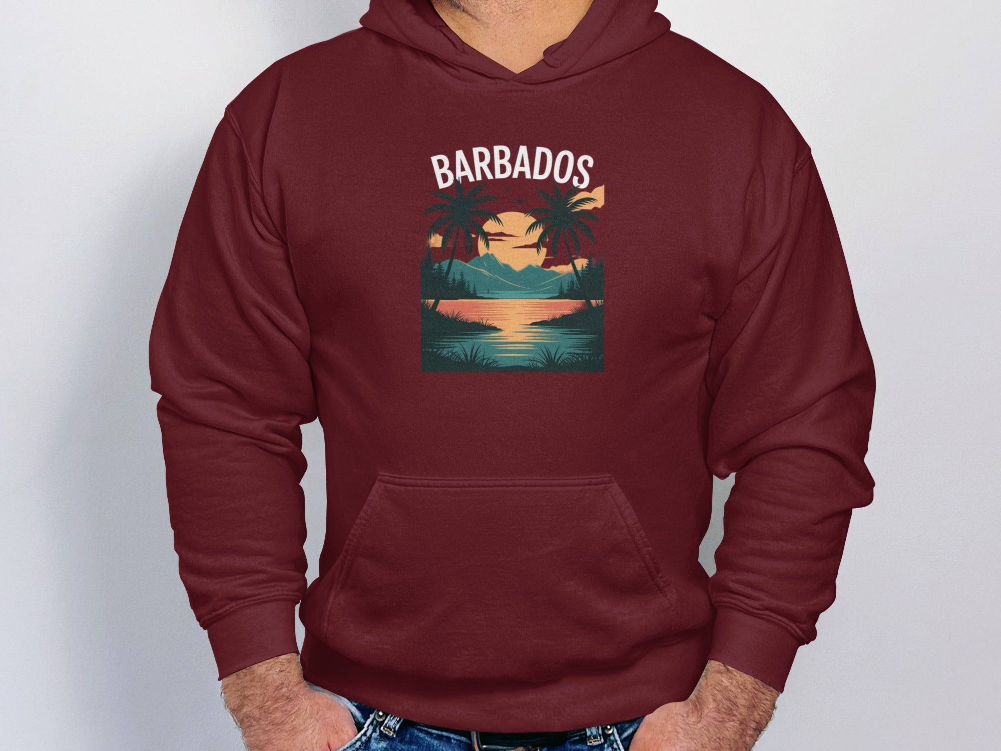 Barbados Sunset Palm Trees Graphic Hoodie product