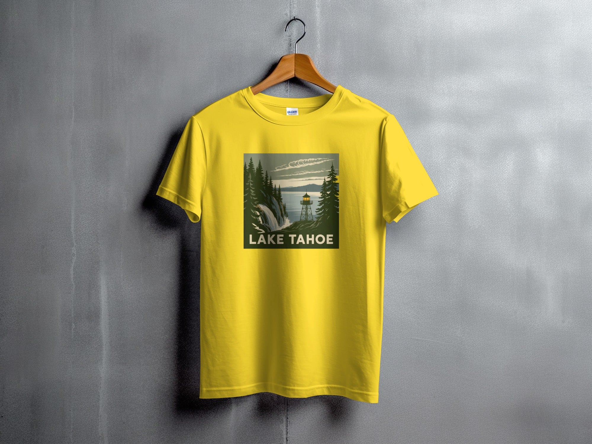 Lake Tahoe Scenic Graphic Design T-Shirt