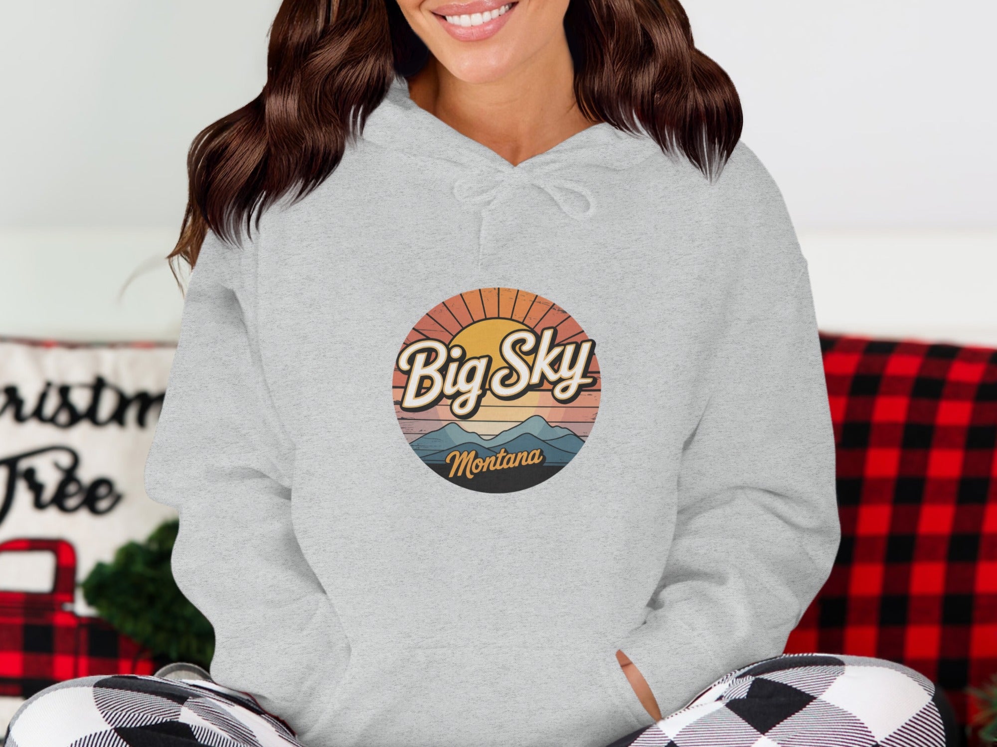 Big Sky Montana Hoodie with Retro Mountain Design