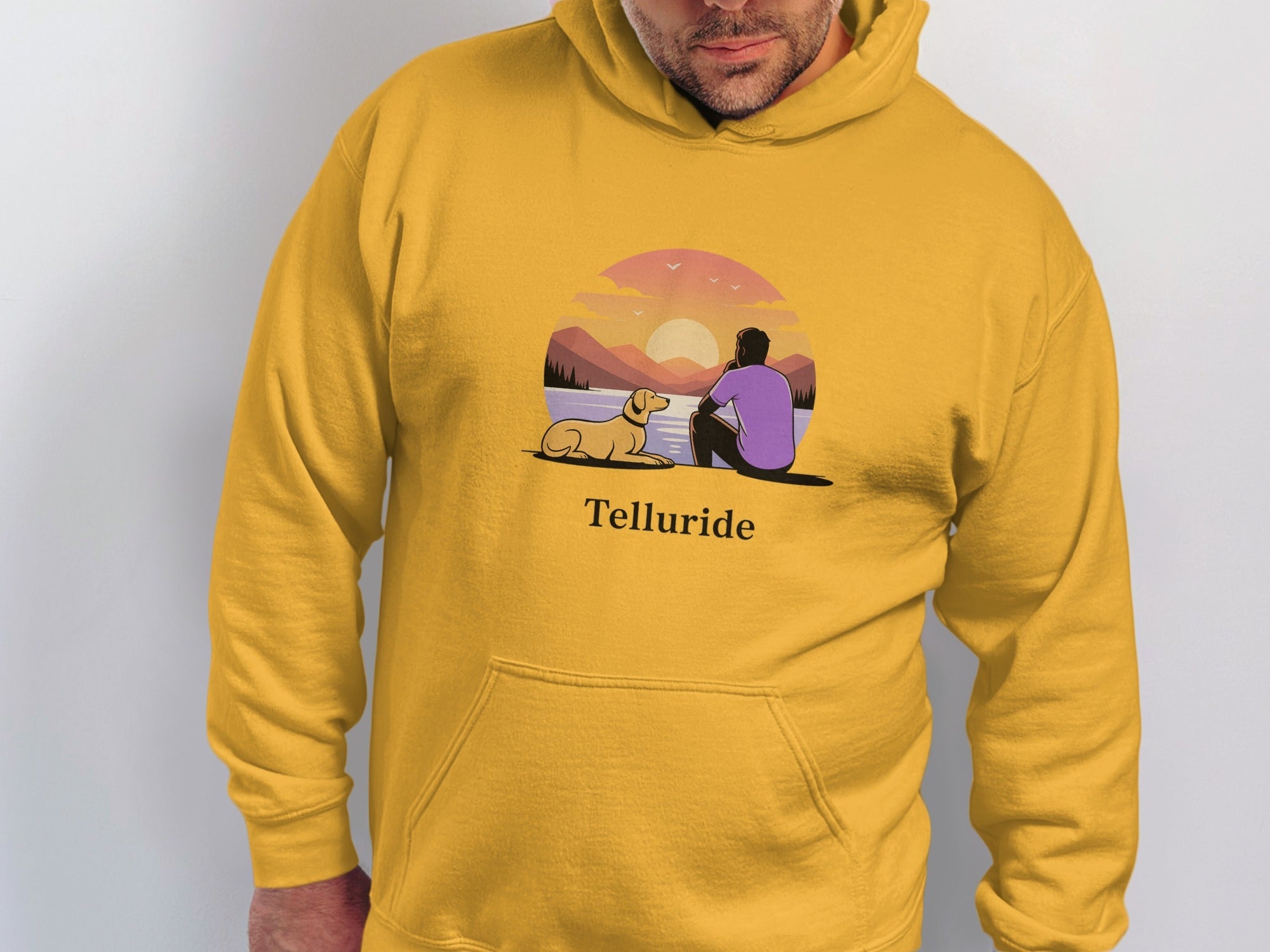 Telluride Sunset with Man and Dog Hoodie