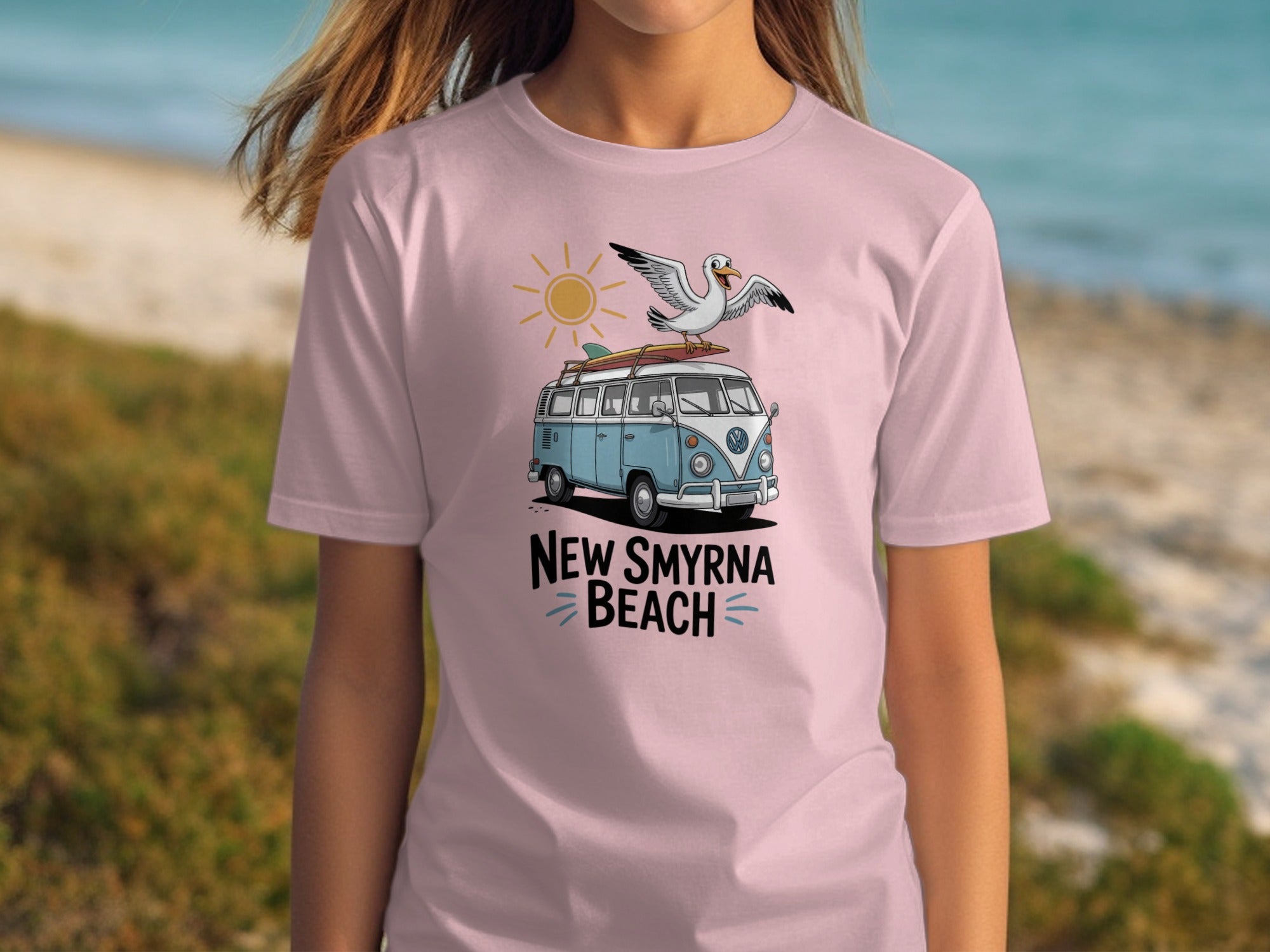 New Smyrna Beach Van and Seagull Graphic Tee product