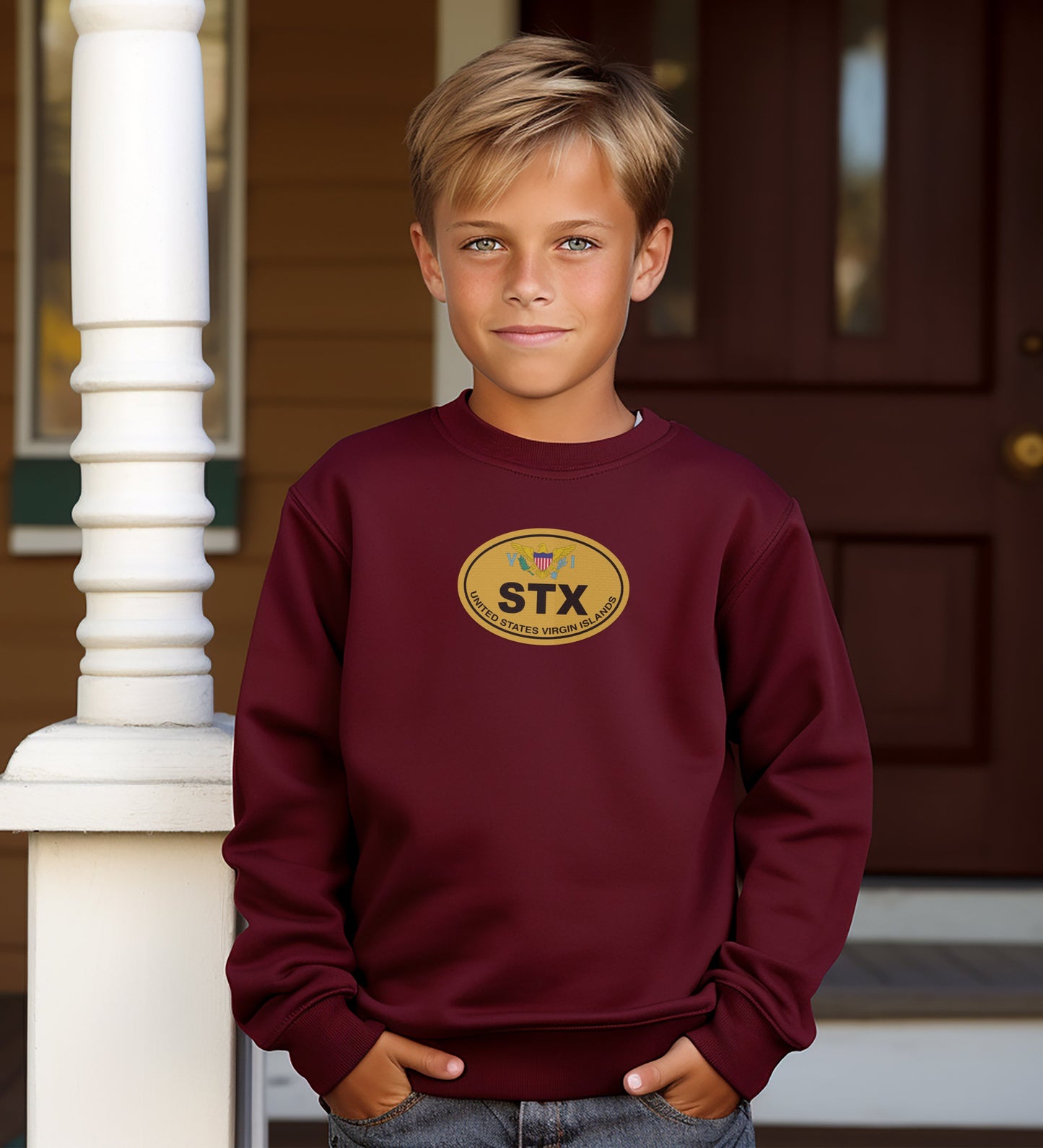 STX USA Colored Crest Logo Boy's Long Sleeve Sweatshirt product