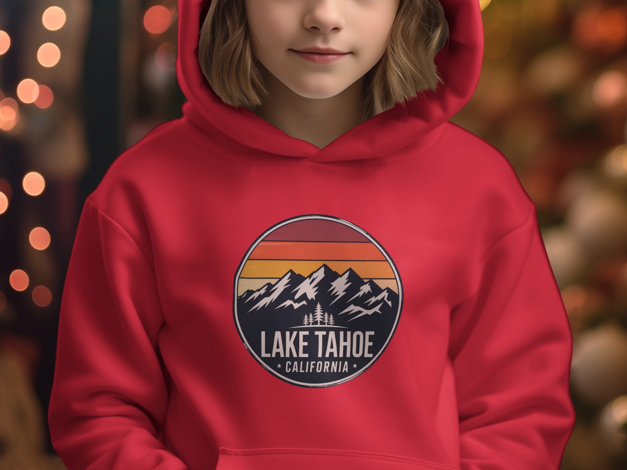 Lake Tahoe California Retro Hoodie for Youth