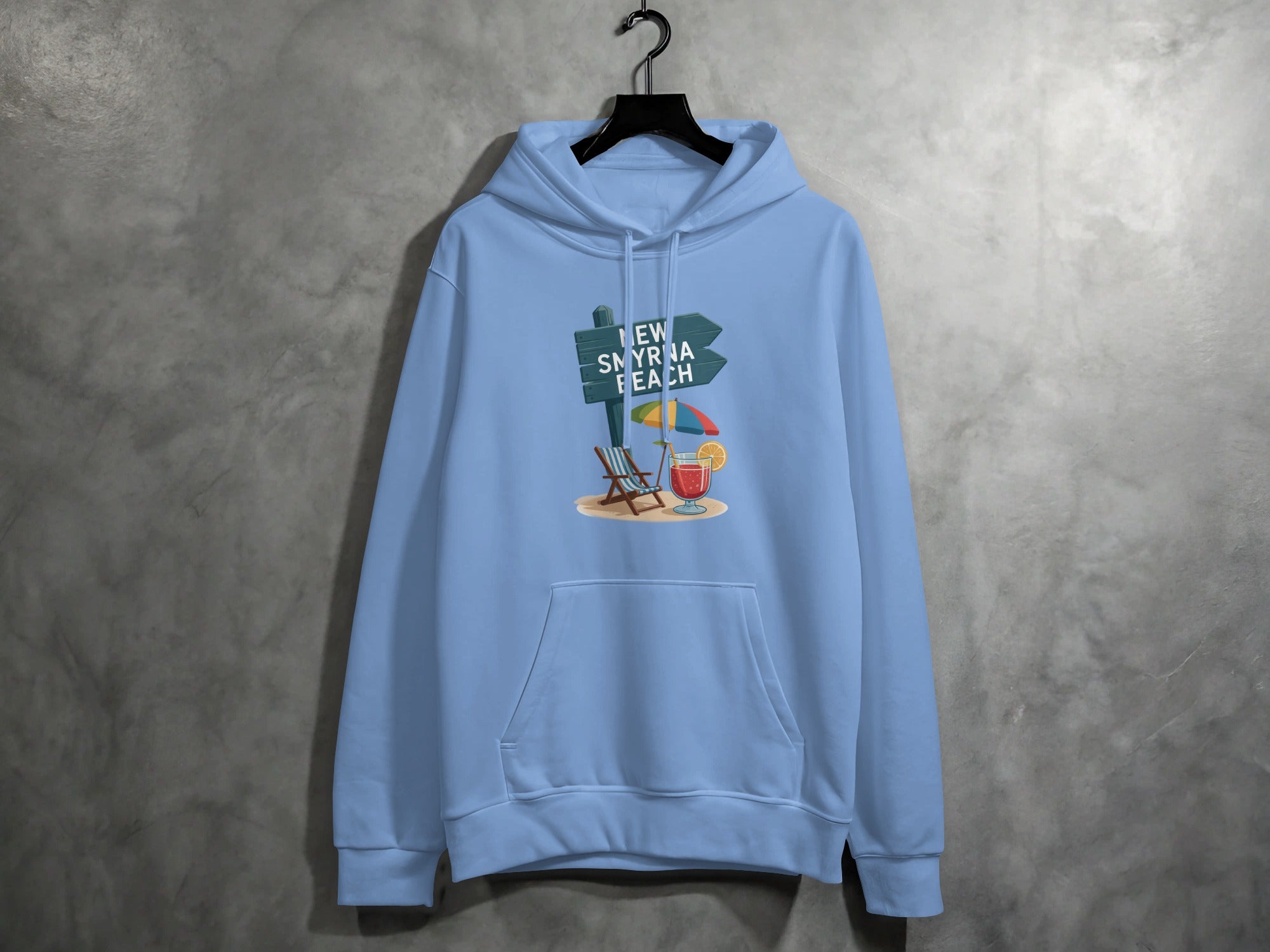 New Smyrna Beach Print Light Blue Hoodie product