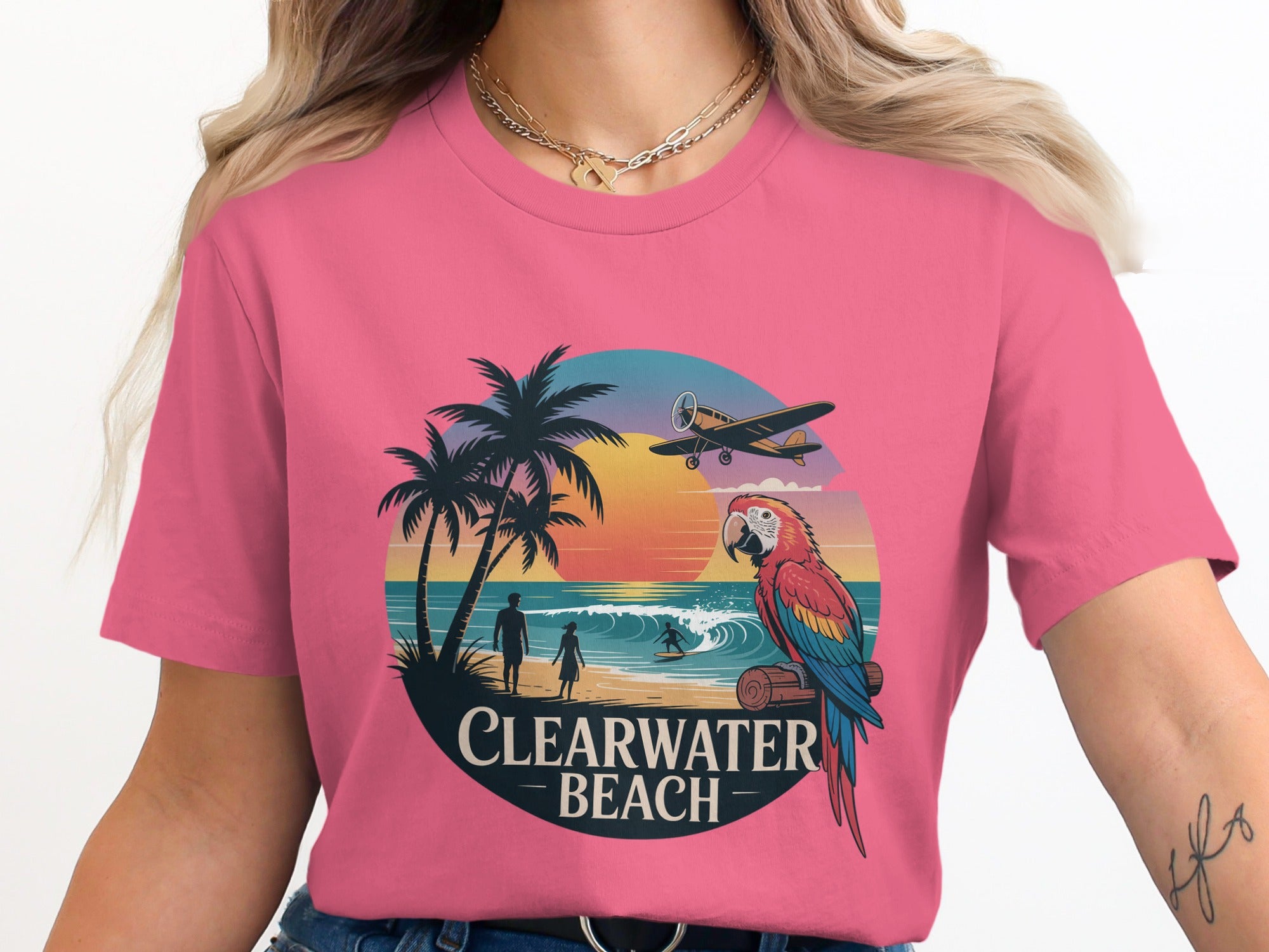 Clearwater Beach Graphic Pink T-Shirt product