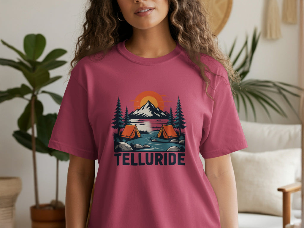 Telluride Womens T-Shirts Mountain Sunset Landscape Art T-Shirt