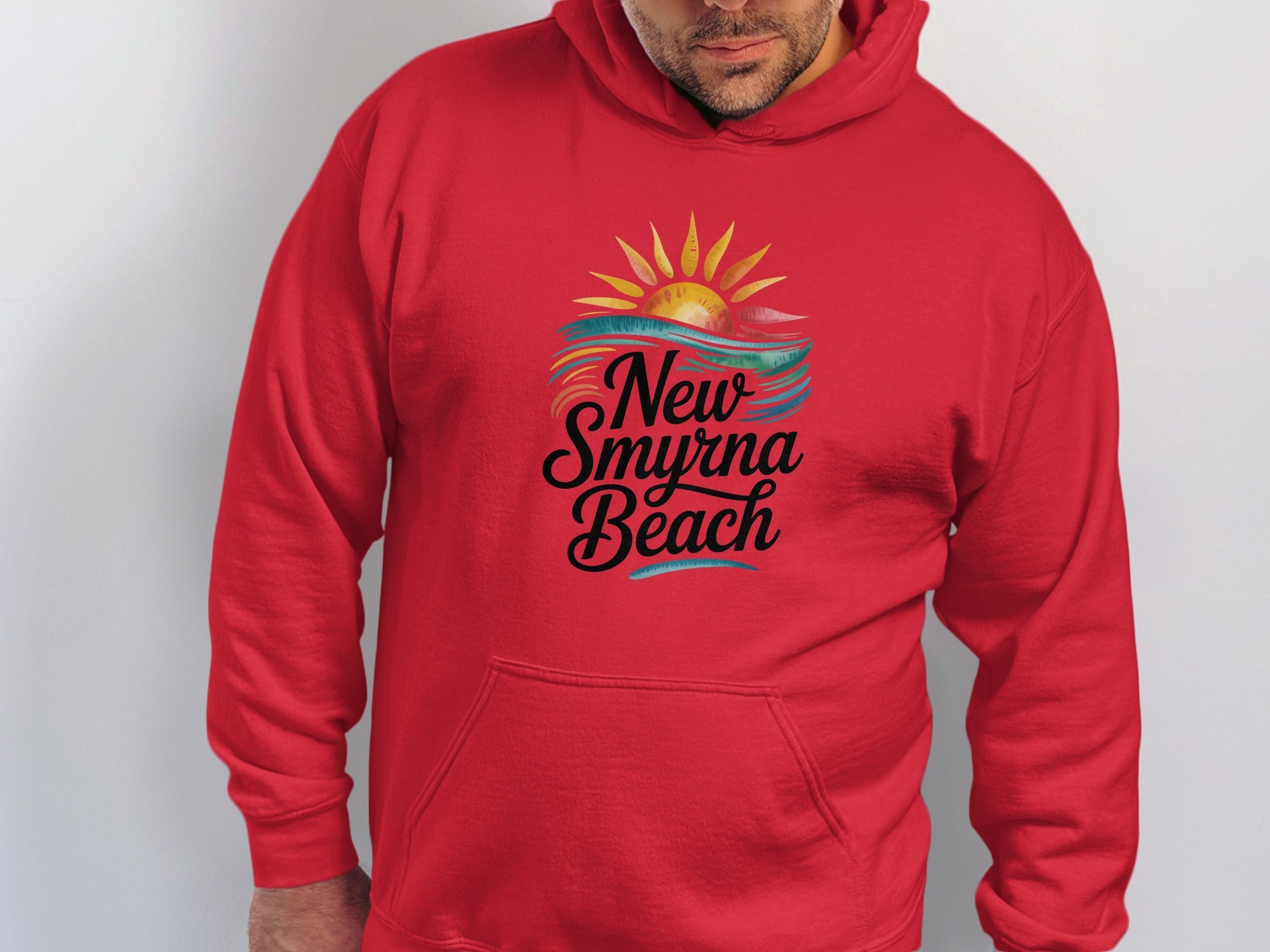 New Smyrna Beach Sun Design Red Pullover Hoodie product