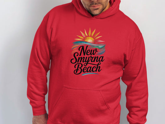 New Smyrna Beach Sun Design Red Pullover Hoodie product