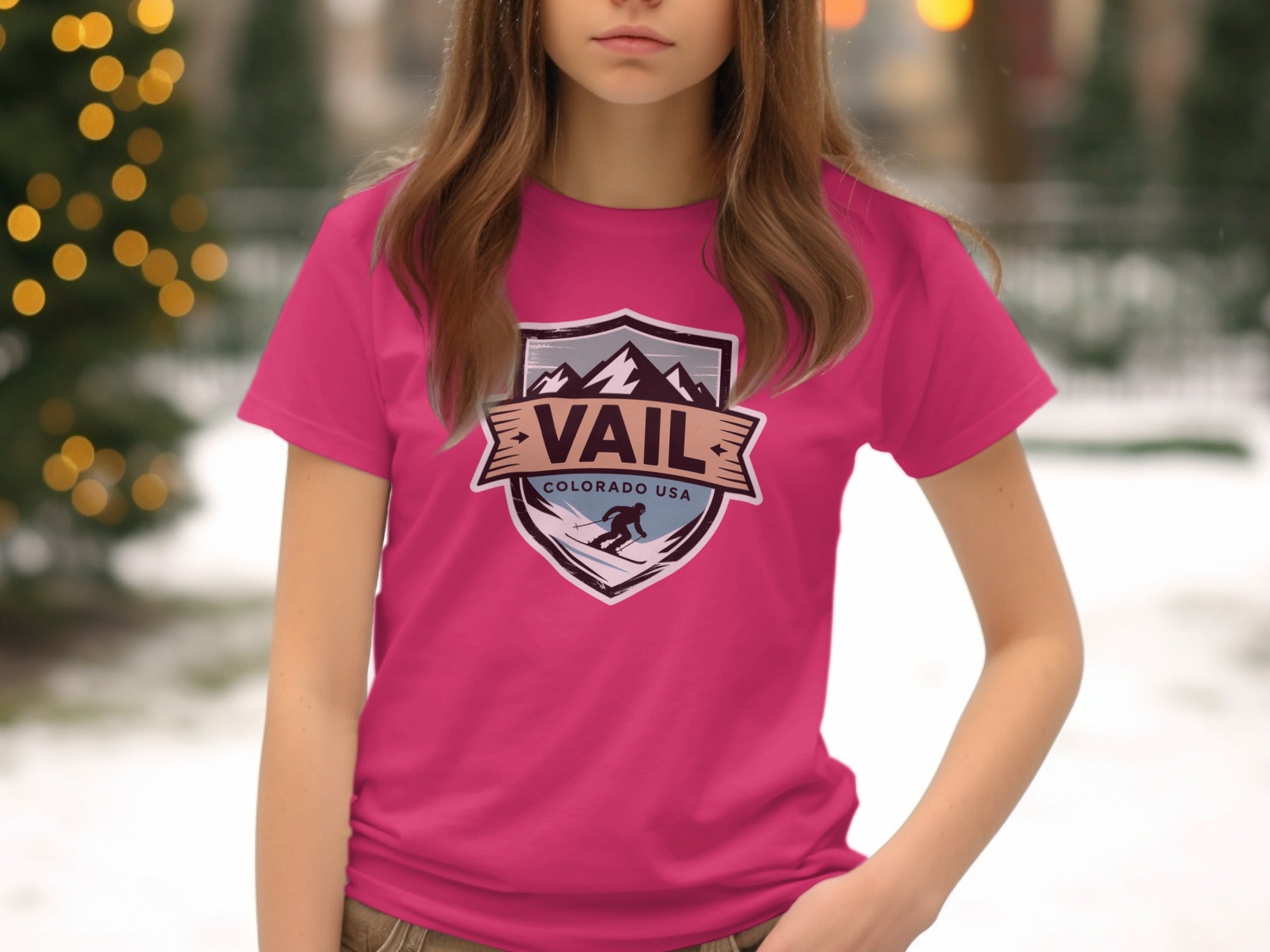 Vail Colorado USA Skiing Themed Graphic T-shirt product