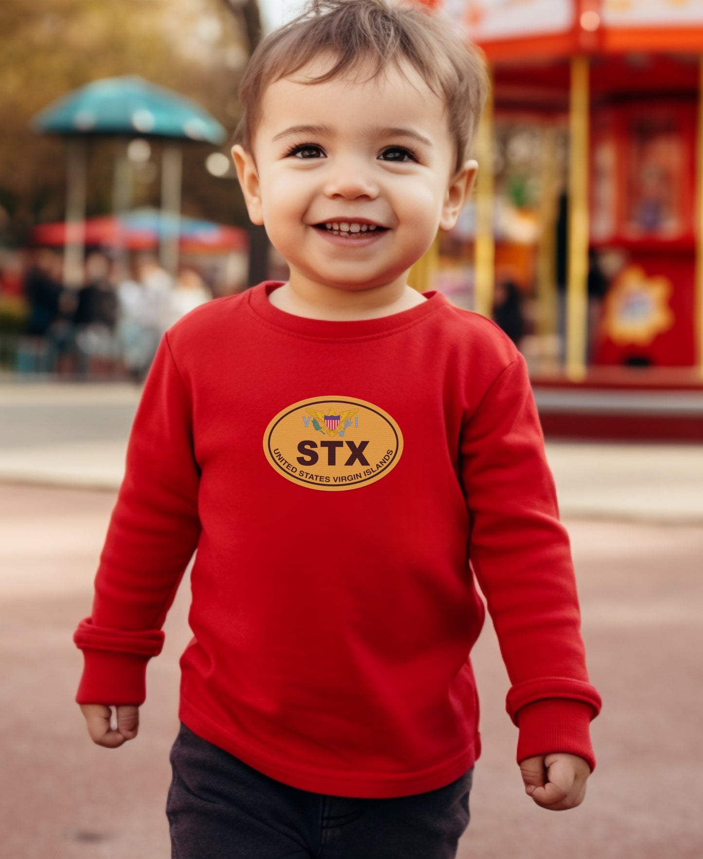 Cute Toddler Wearing Red STX Shirt at Carnival product