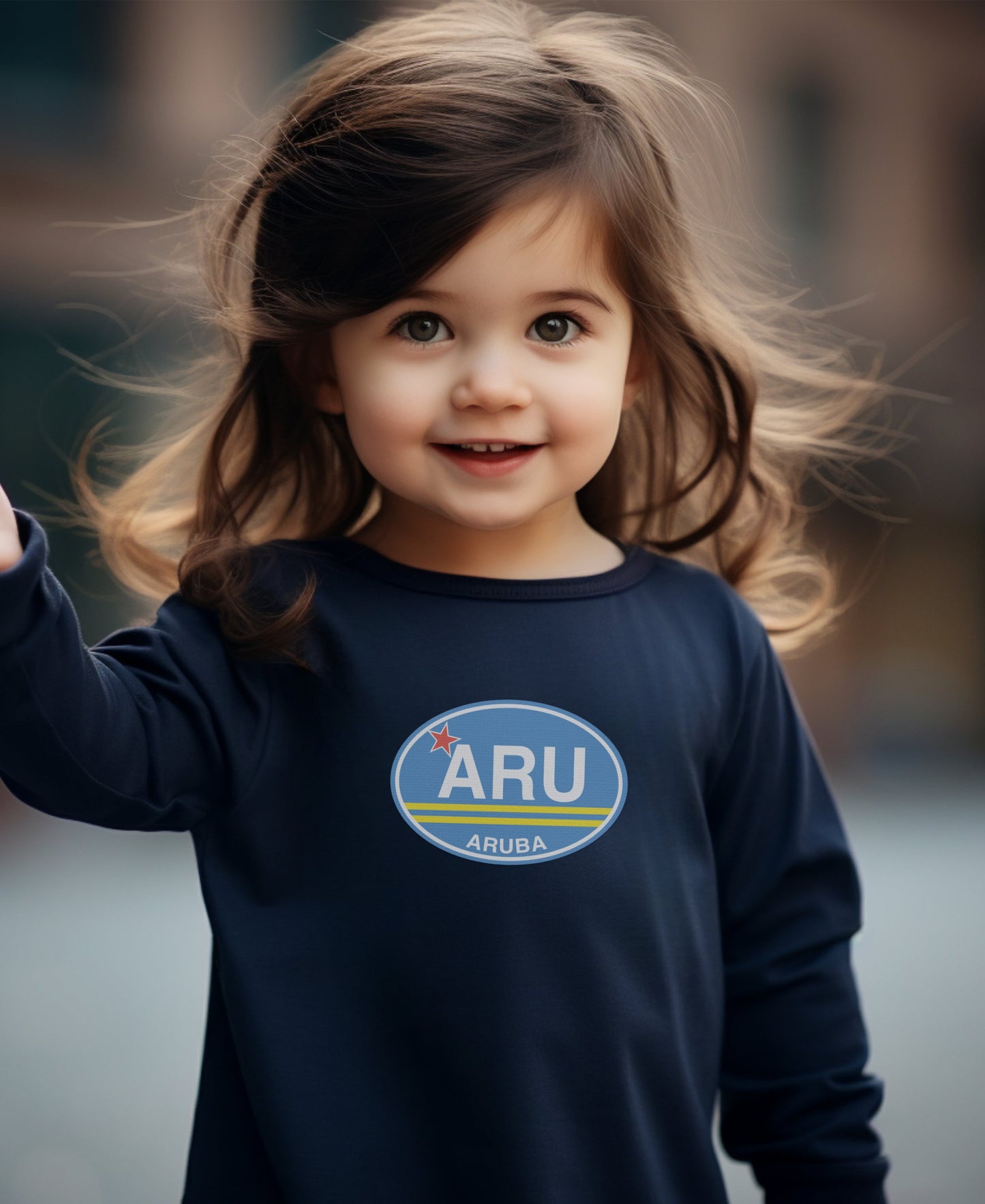 Adorable Navy Blue Aruba ARU Logo Kids Long Sleeve product type