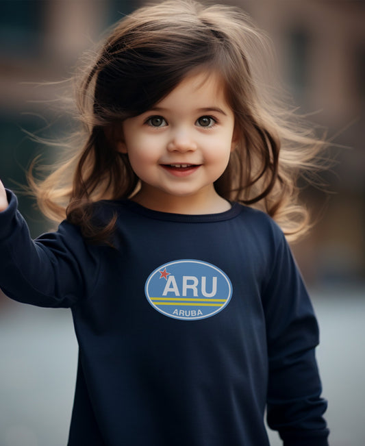 Adorable Navy Blue Aruba ARU Logo Kids Long Sleeve product type