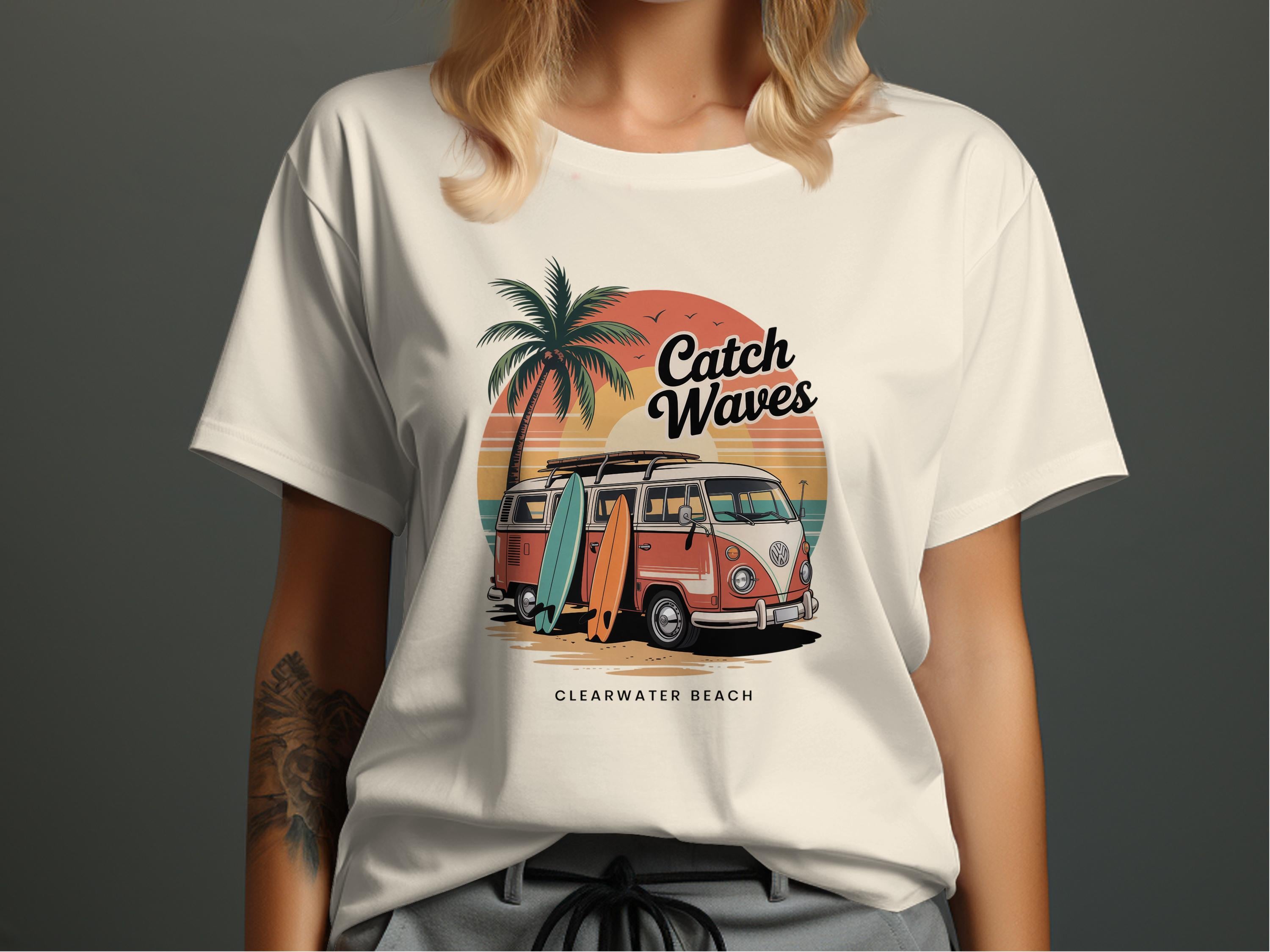 Catch Waves Clearwater Beach Retro T-Shirt product