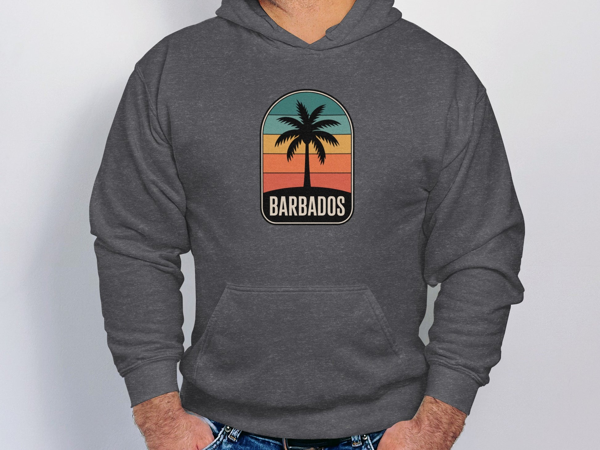 Barbados Sunset Palm Tree Design Hoodie Product