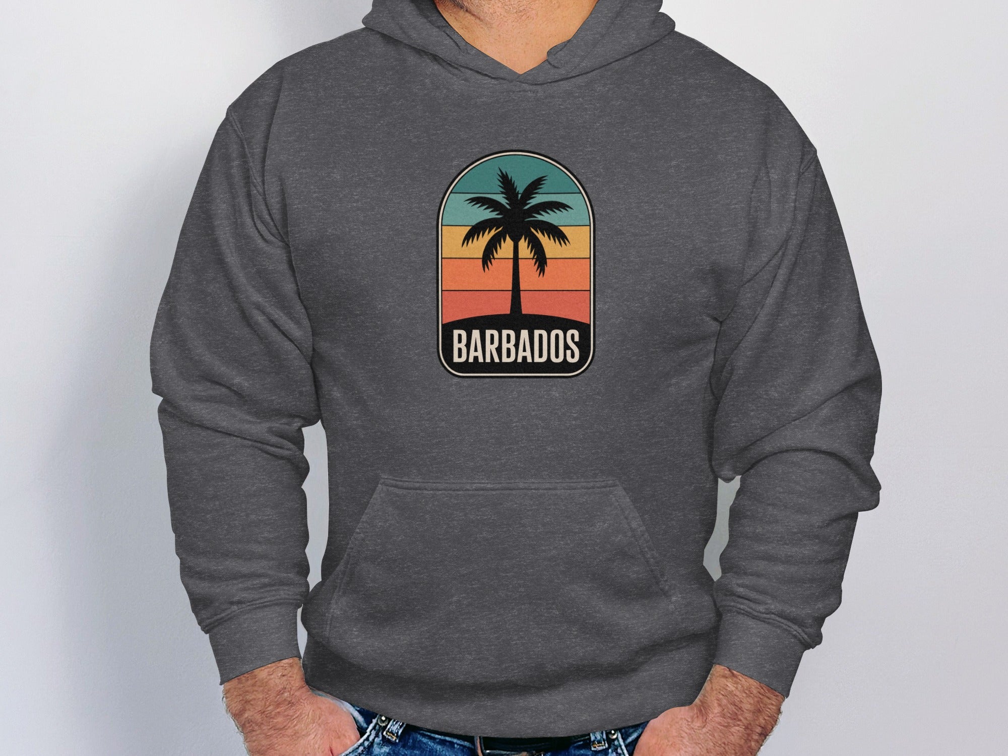 Barbados Sunset Palm Tree Design Hoodie Product