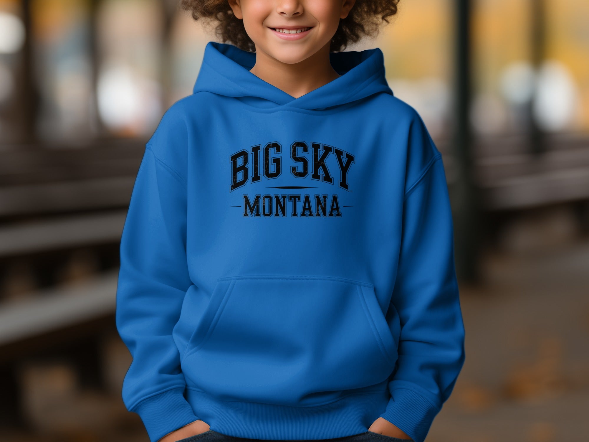 Cozy Big Sky Montana Blue Hoodie for Kids