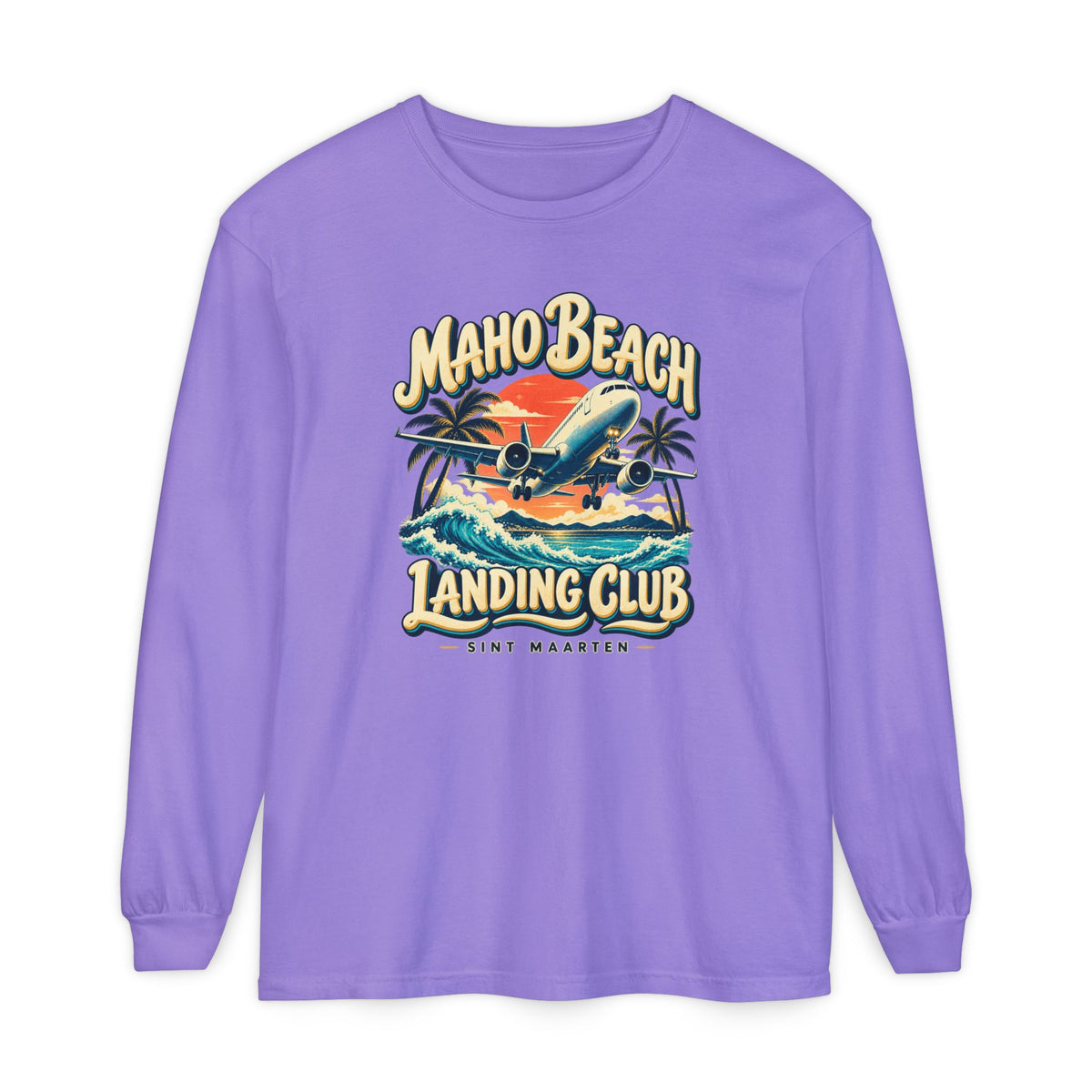 Maho Beach Landing Club Sint Maarten Comfort Colors 6014 Long-Sleeve T-Shirt
