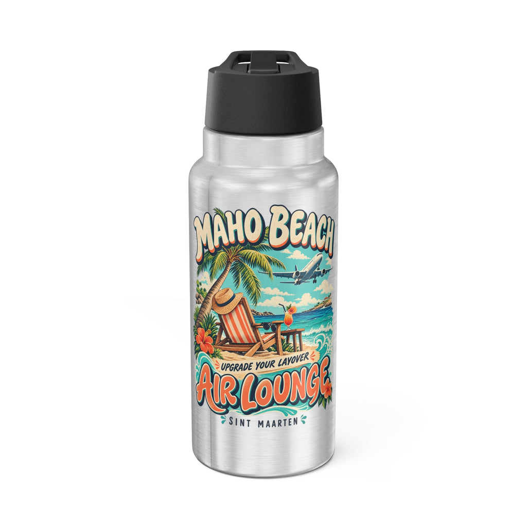 Maho Beach Air Lounge Sint Maarten Gator 32 oz Tumbler illustrated destination design, product mockup
