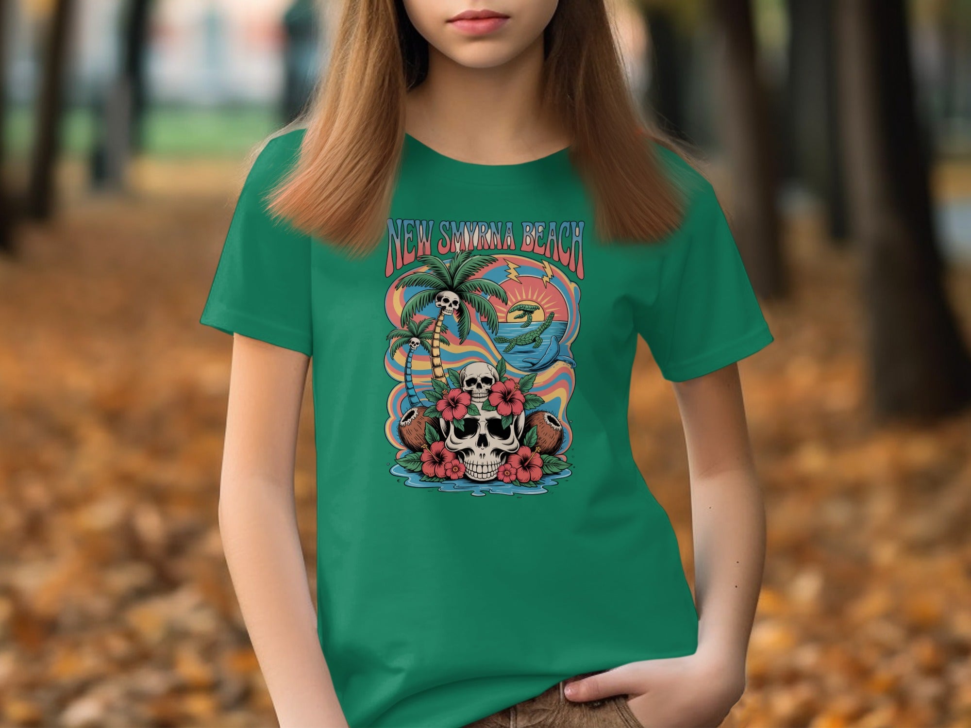 New Smyrna Beach Skull And Rose Graphic T-Shirt product type