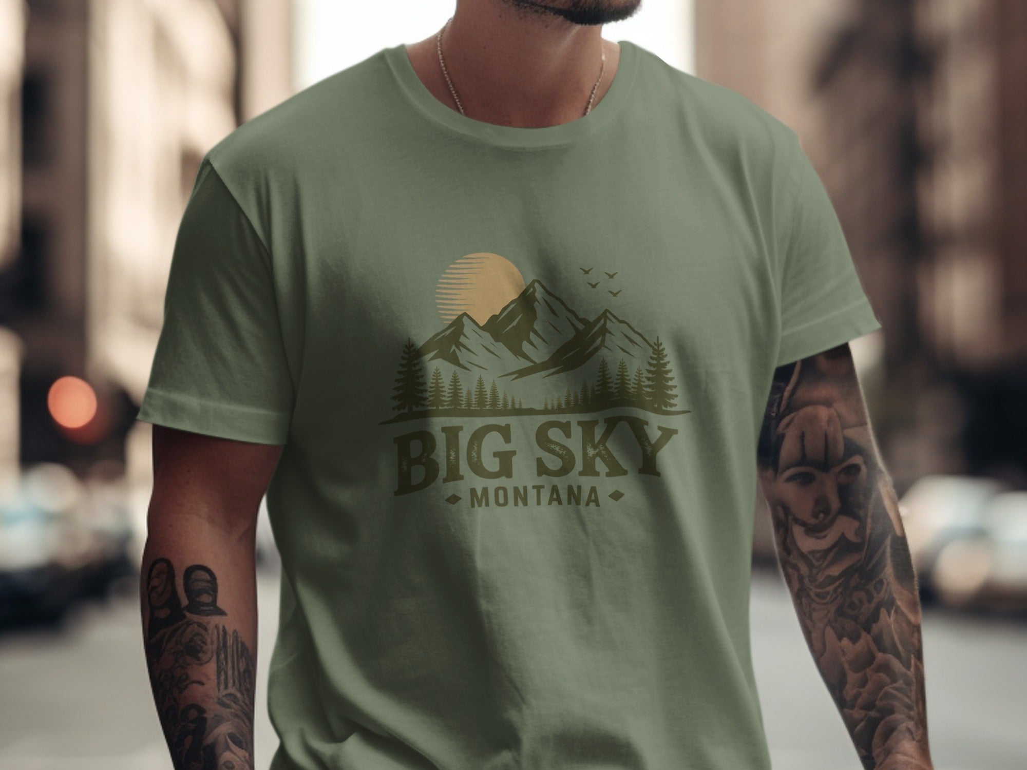 Big Sky Montana Graphic Print Casual T-Shirt