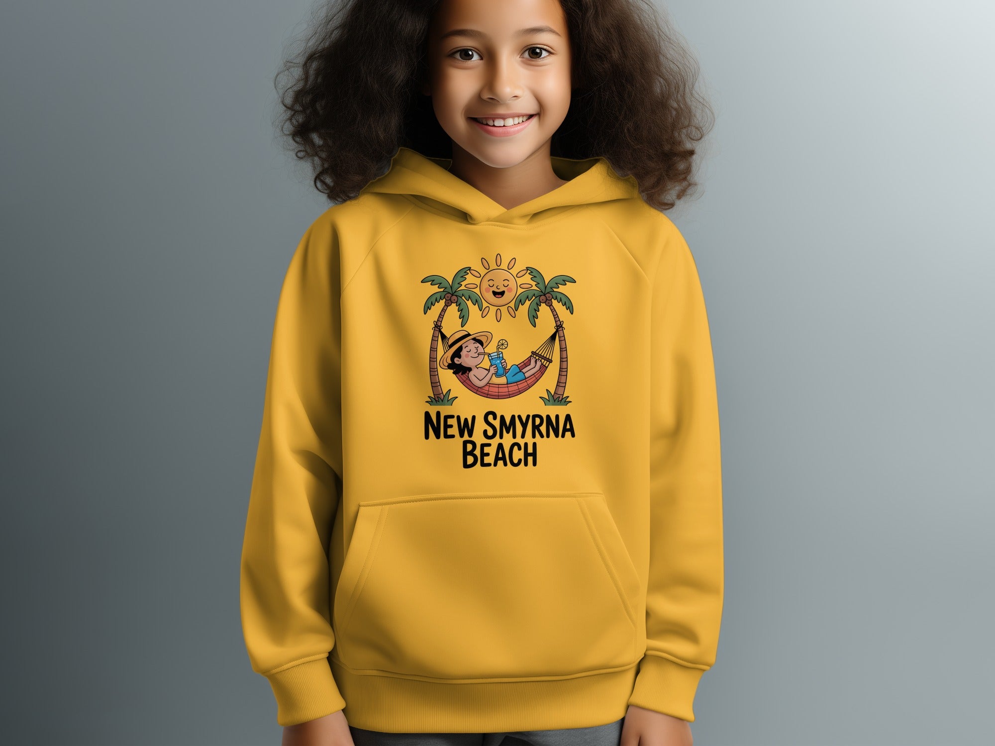New Smyrna Beach hoodie with palm tree and sun product