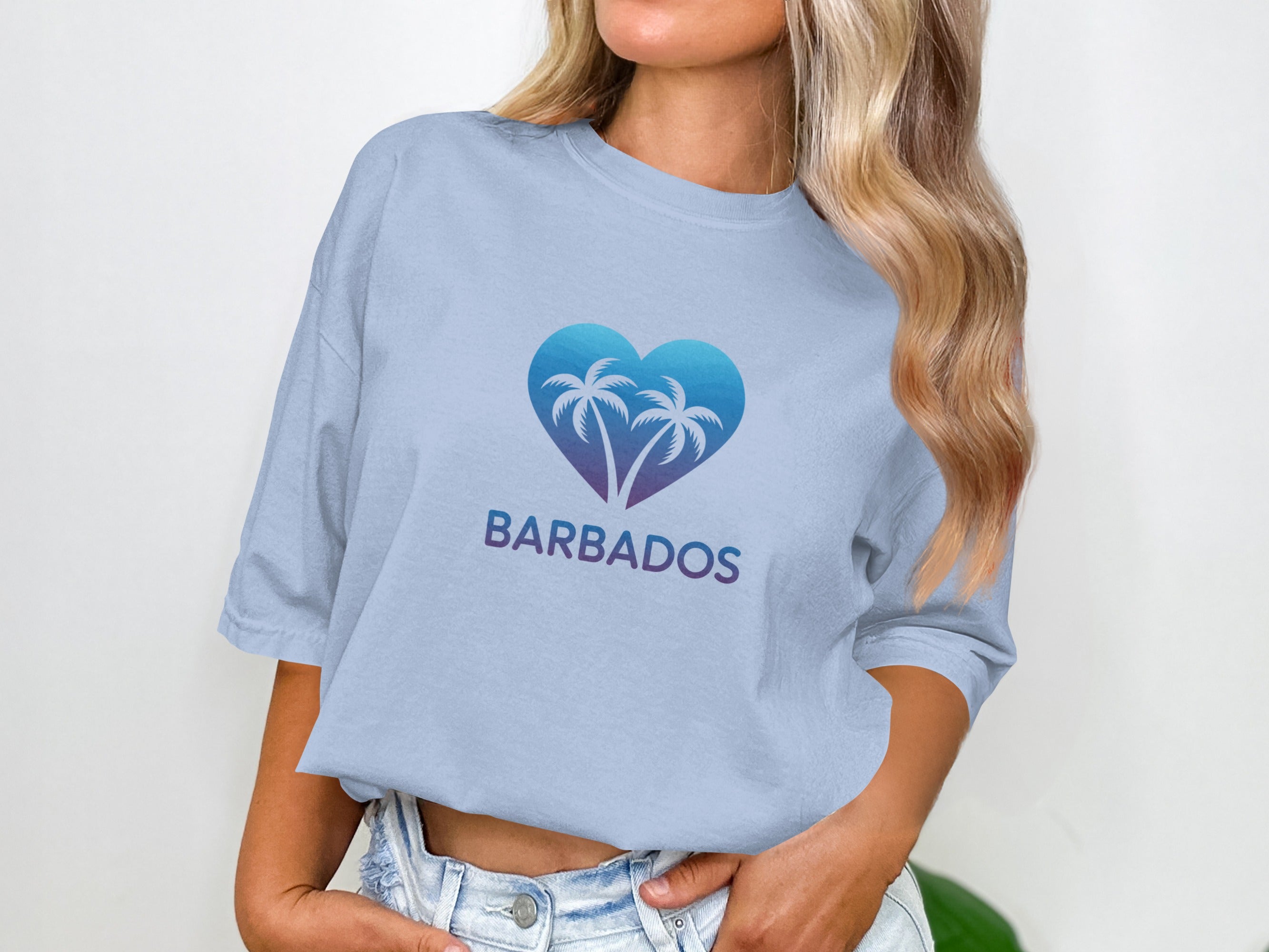 Trendy Barbados Heart Palm Trees Graphic Tee product