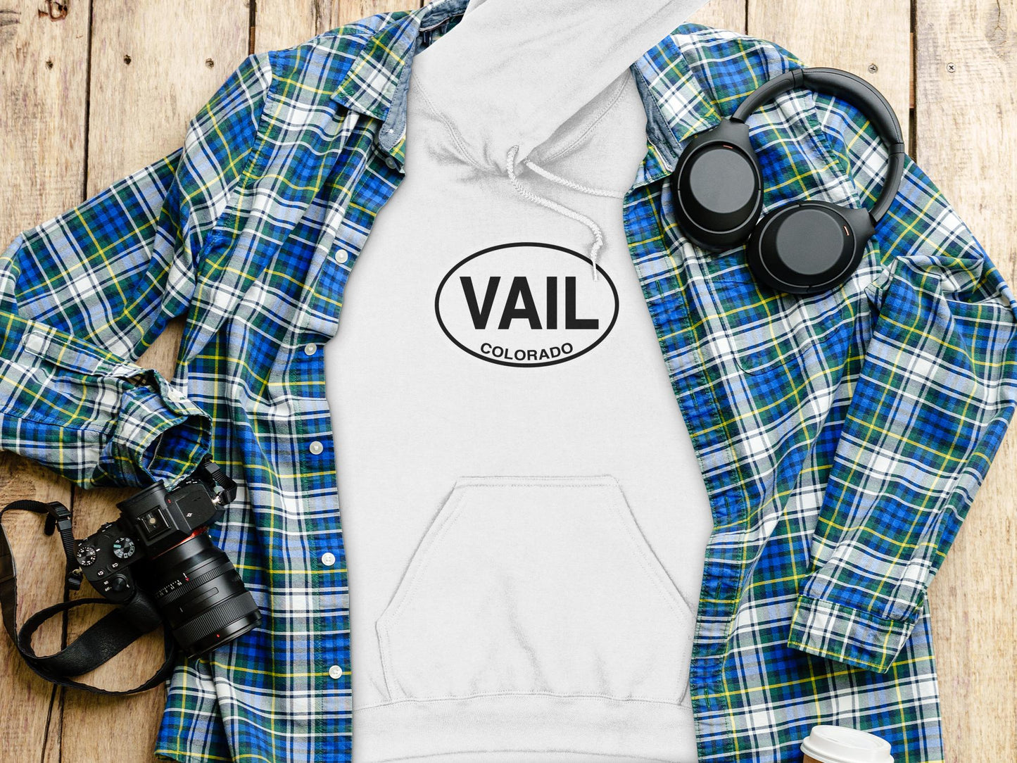 Vail  Oval Logo Vacation Travel Hoodie Gift Souvenir Black