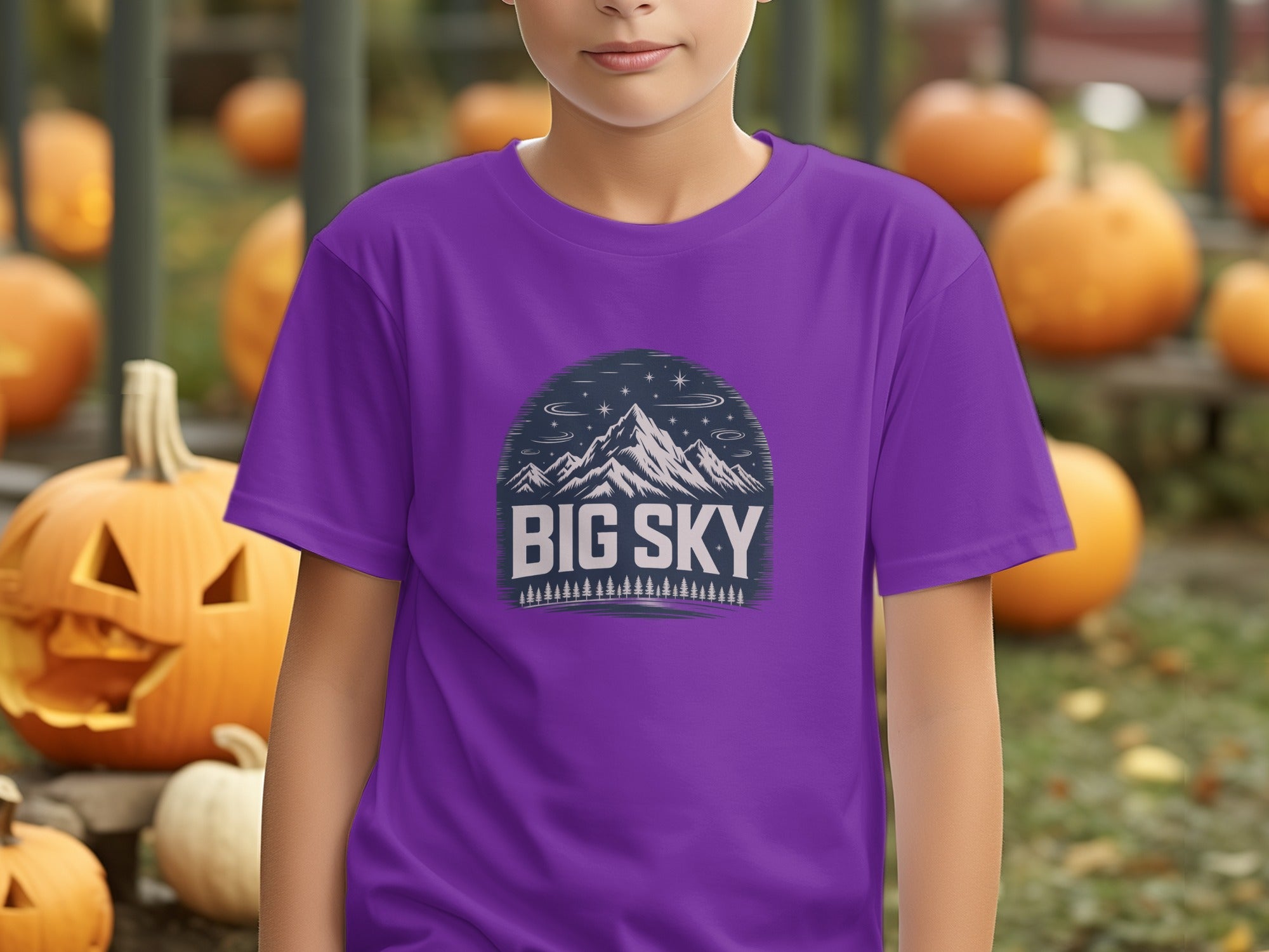 Big Sky Graphic Print on Purple Youth T-Shirt product