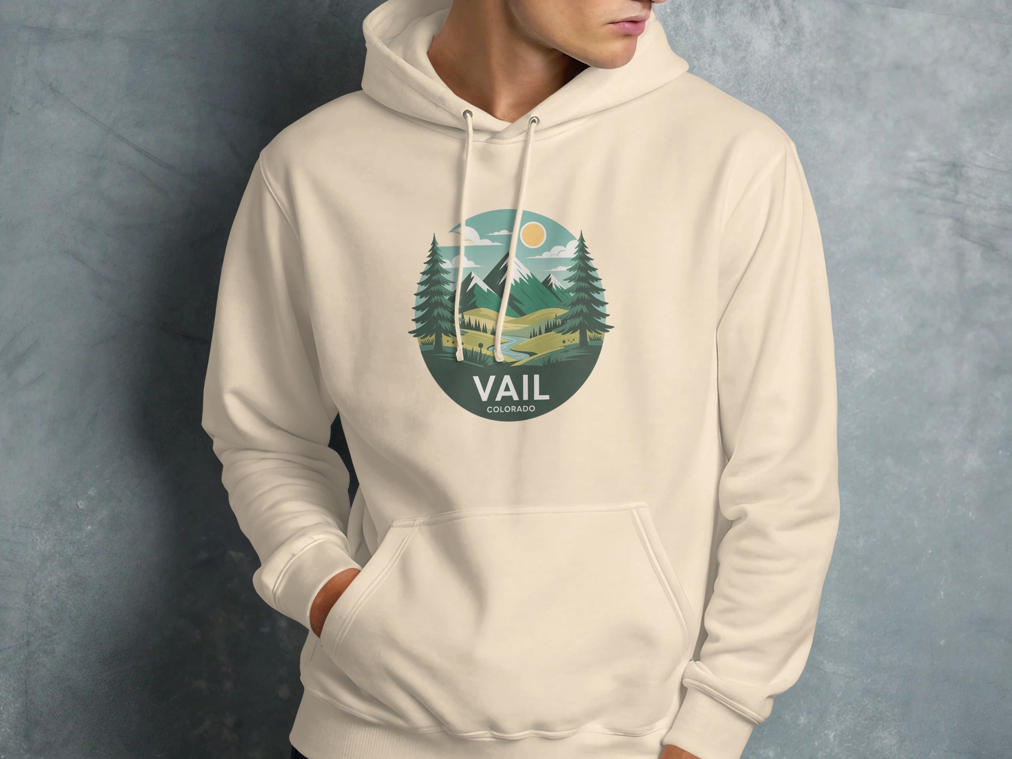Vail Colorado Mountains and Trees Print Hoodie product