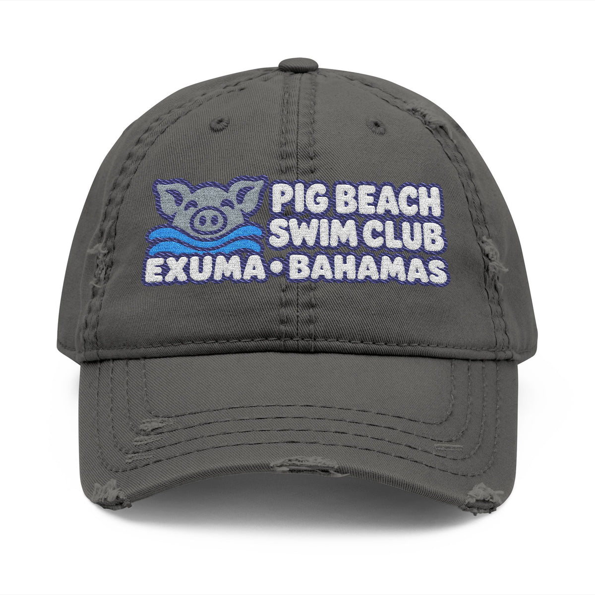 Pig Beach Swim Club Exuma Bahamas embroidered OTTO dad hat, product view 1