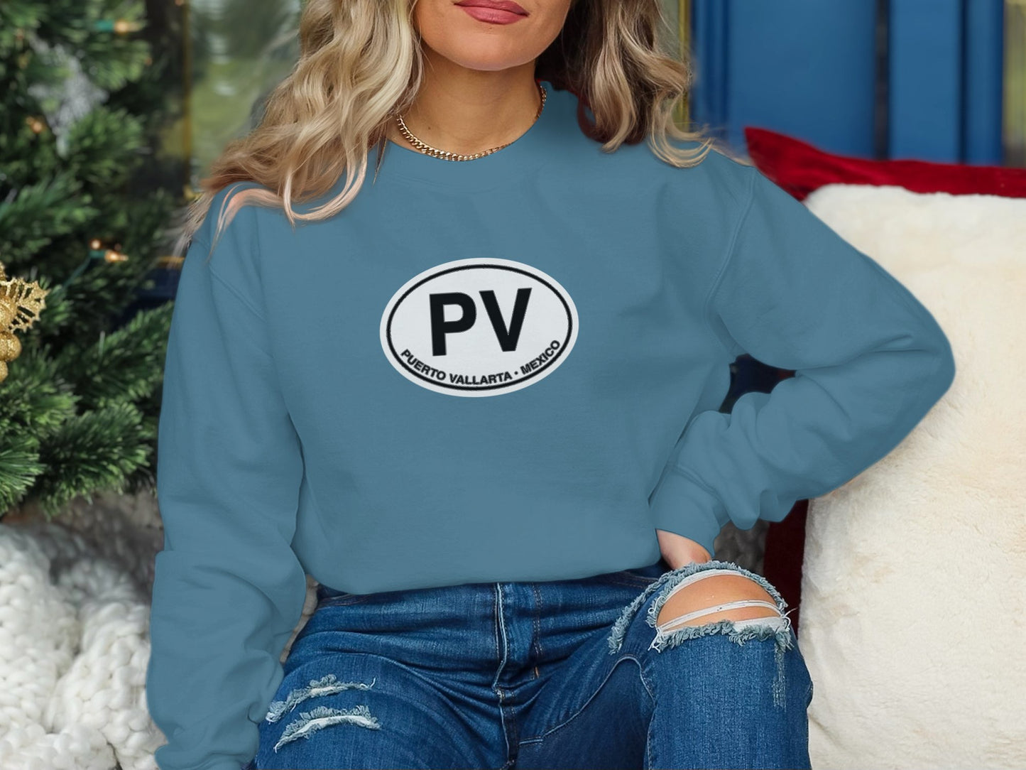 Puerto Vallarta Womens Sweatshirt Sapphire