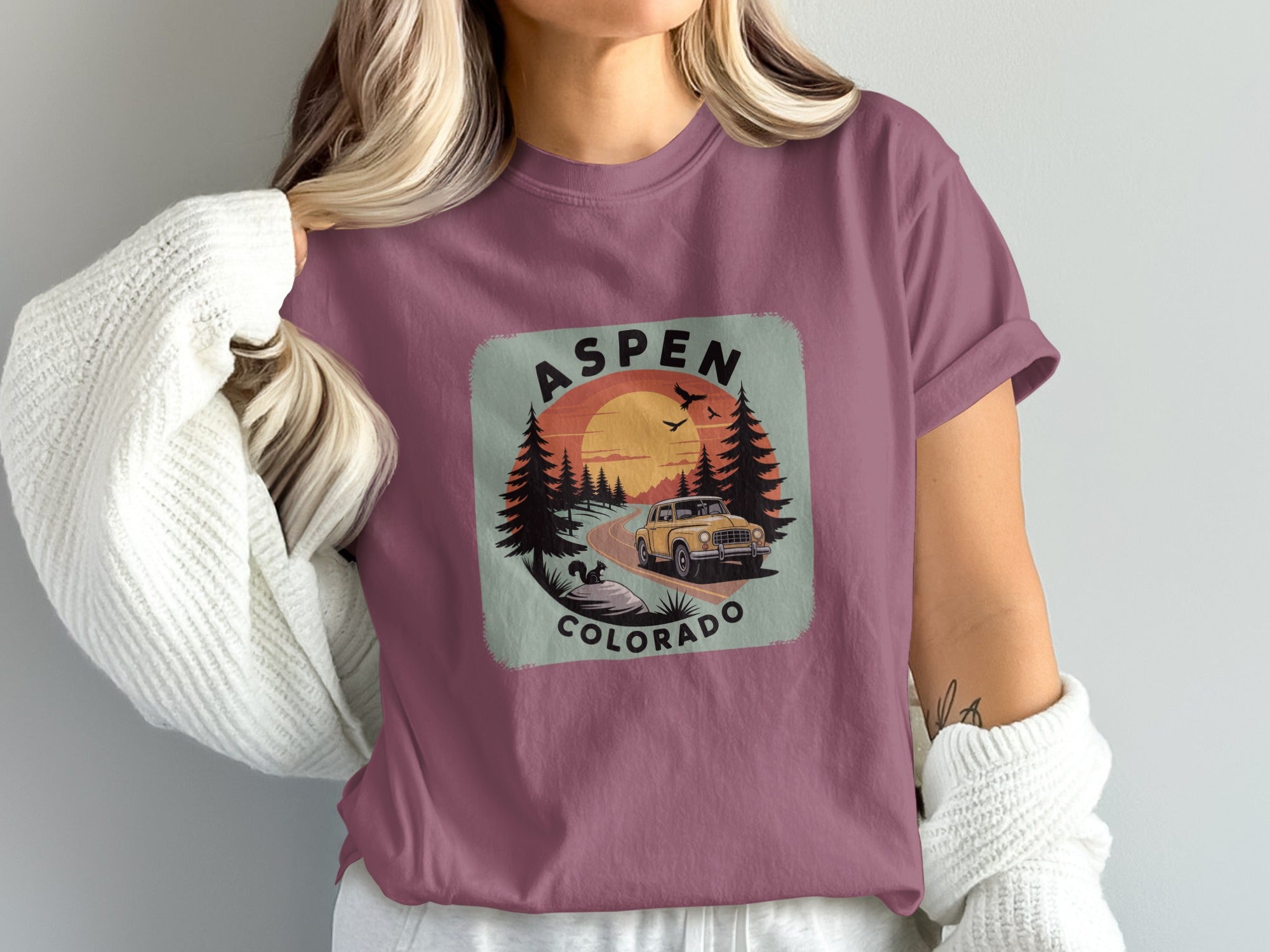 Aspen Colorado Vintage Car Graphic T-Shirt product