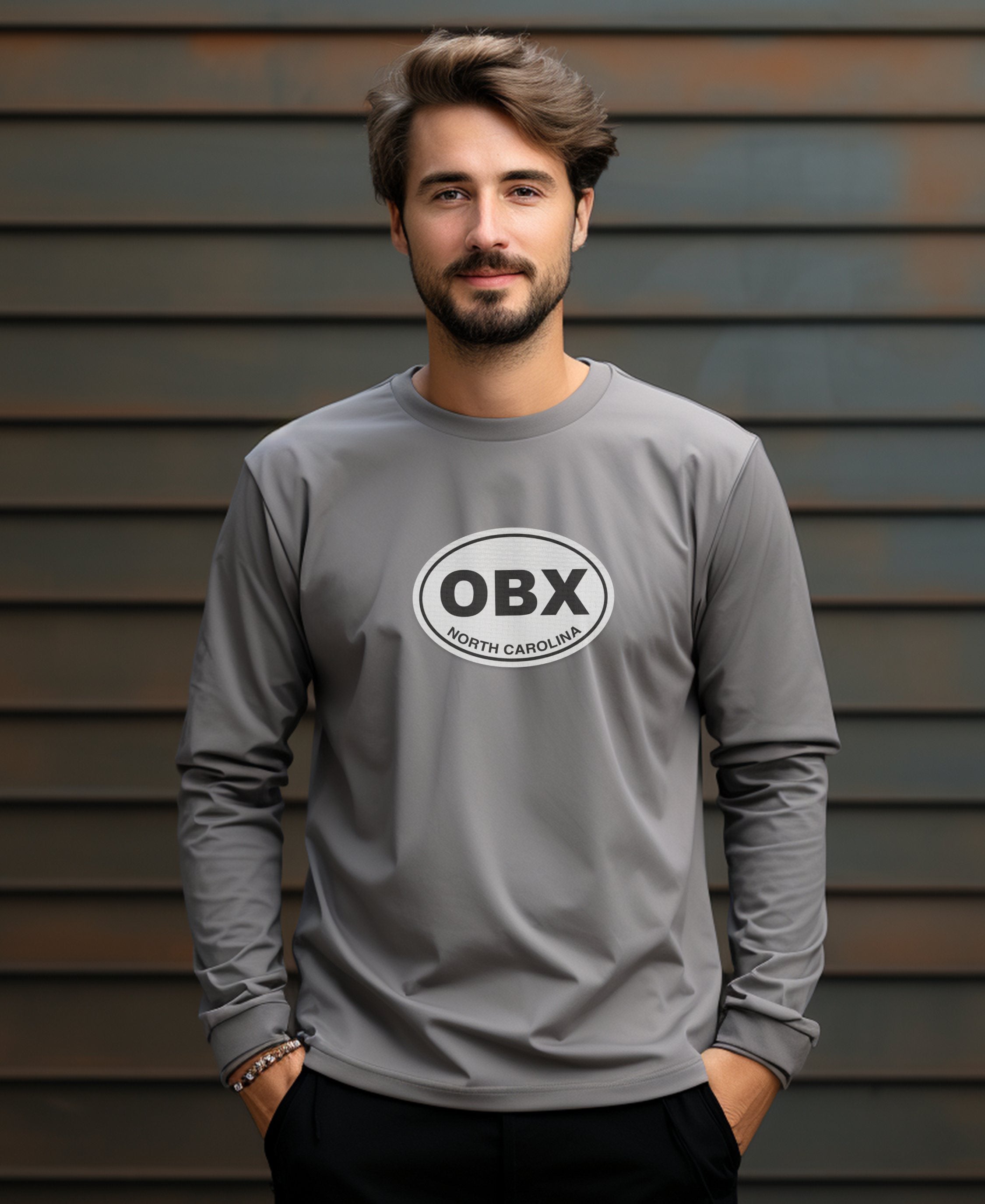 Outer Banks Wild Horses and Lighthouse Views Mens Long Sleeve T Shirt