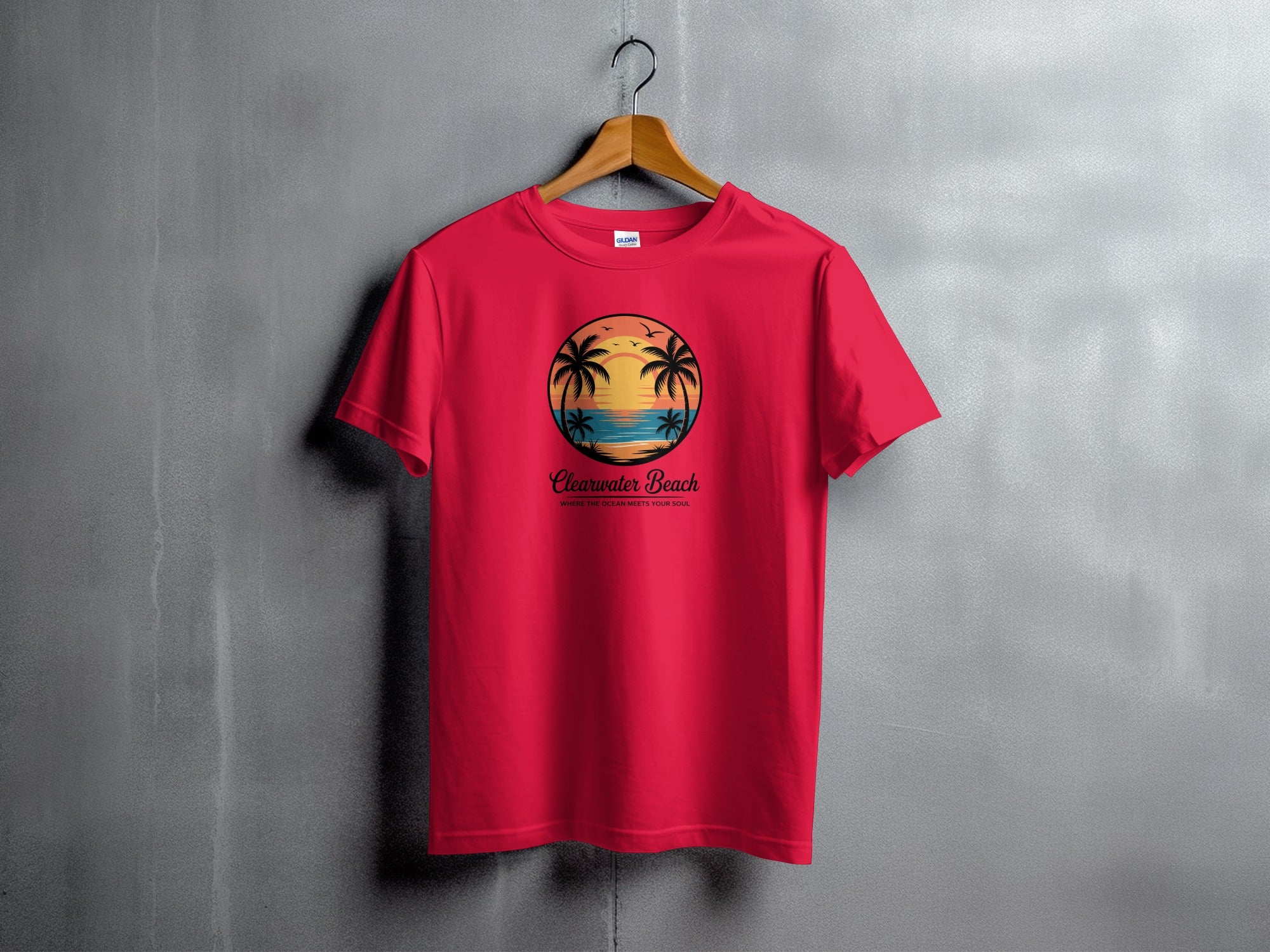 Clearwater Beach sunset graphic t-shirt product type