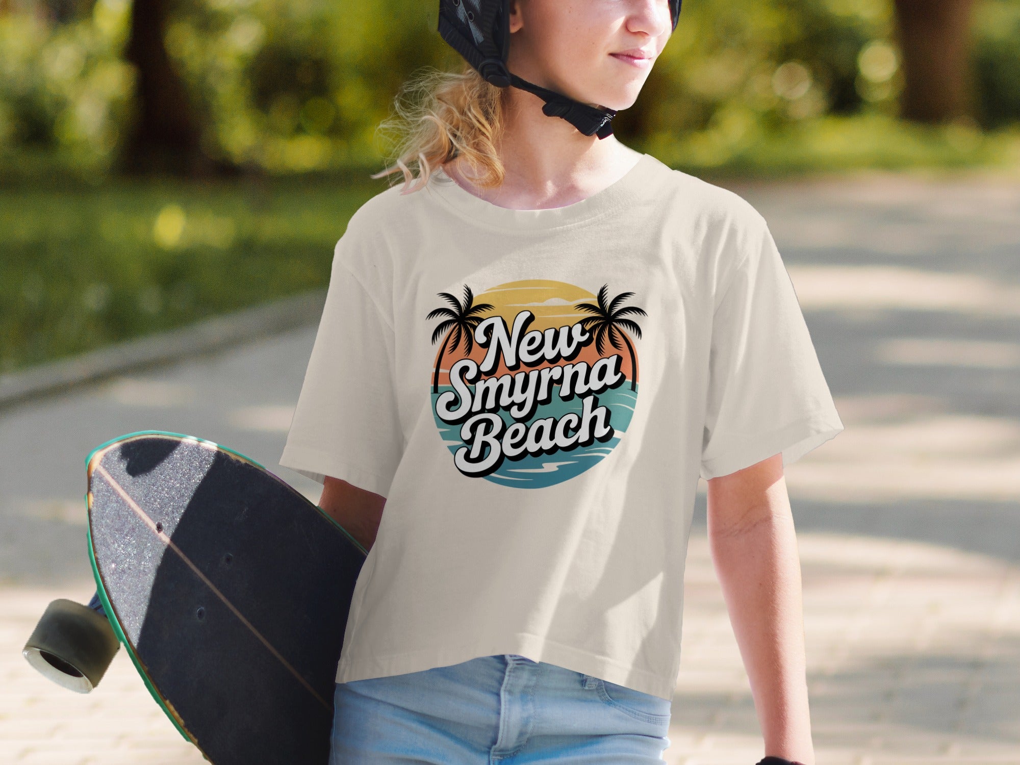 New Smyrna Beach graphic design on white t-shirt product type