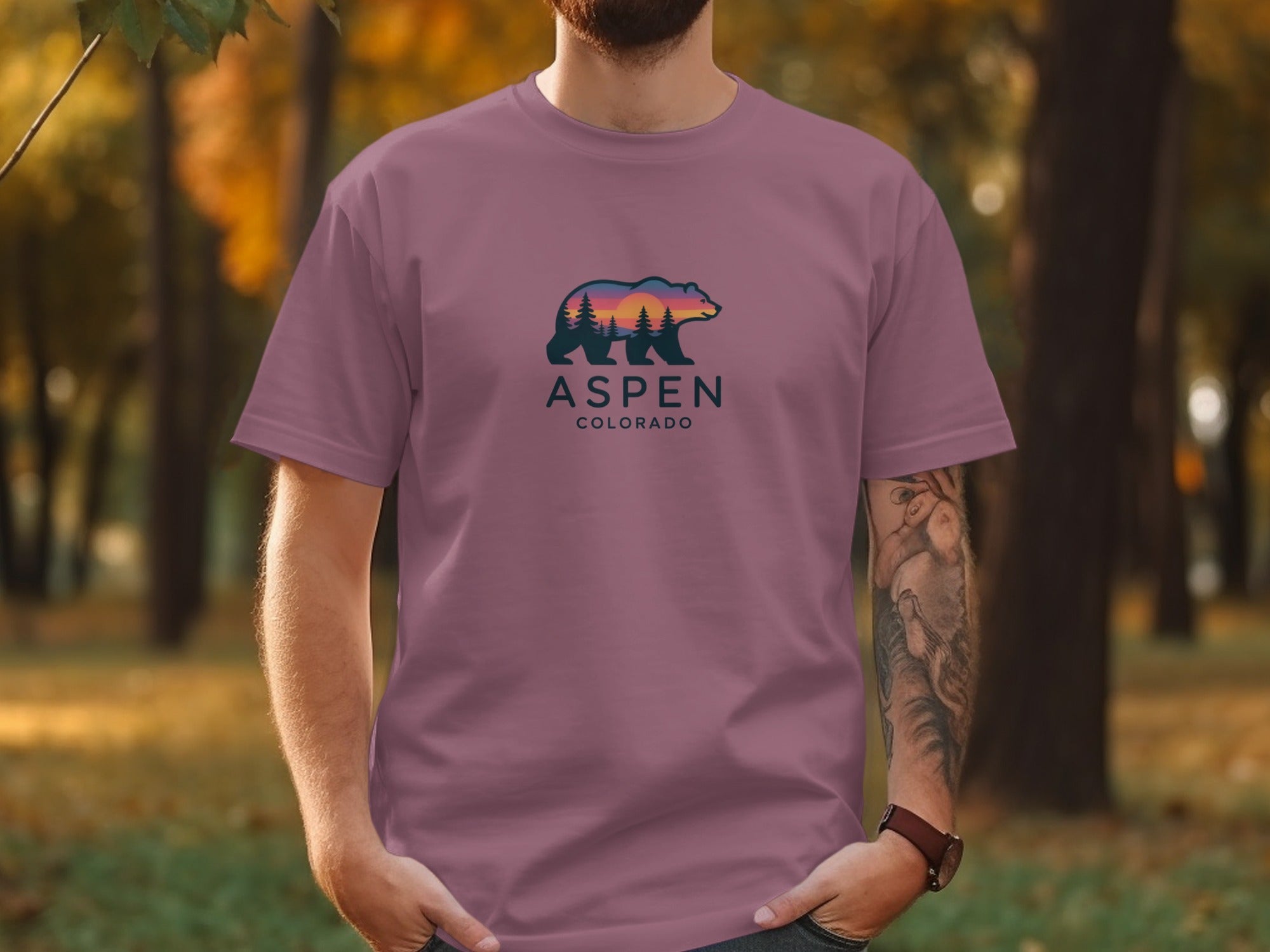 Aspen Colorado Bear Graphic Print T-Shirts product