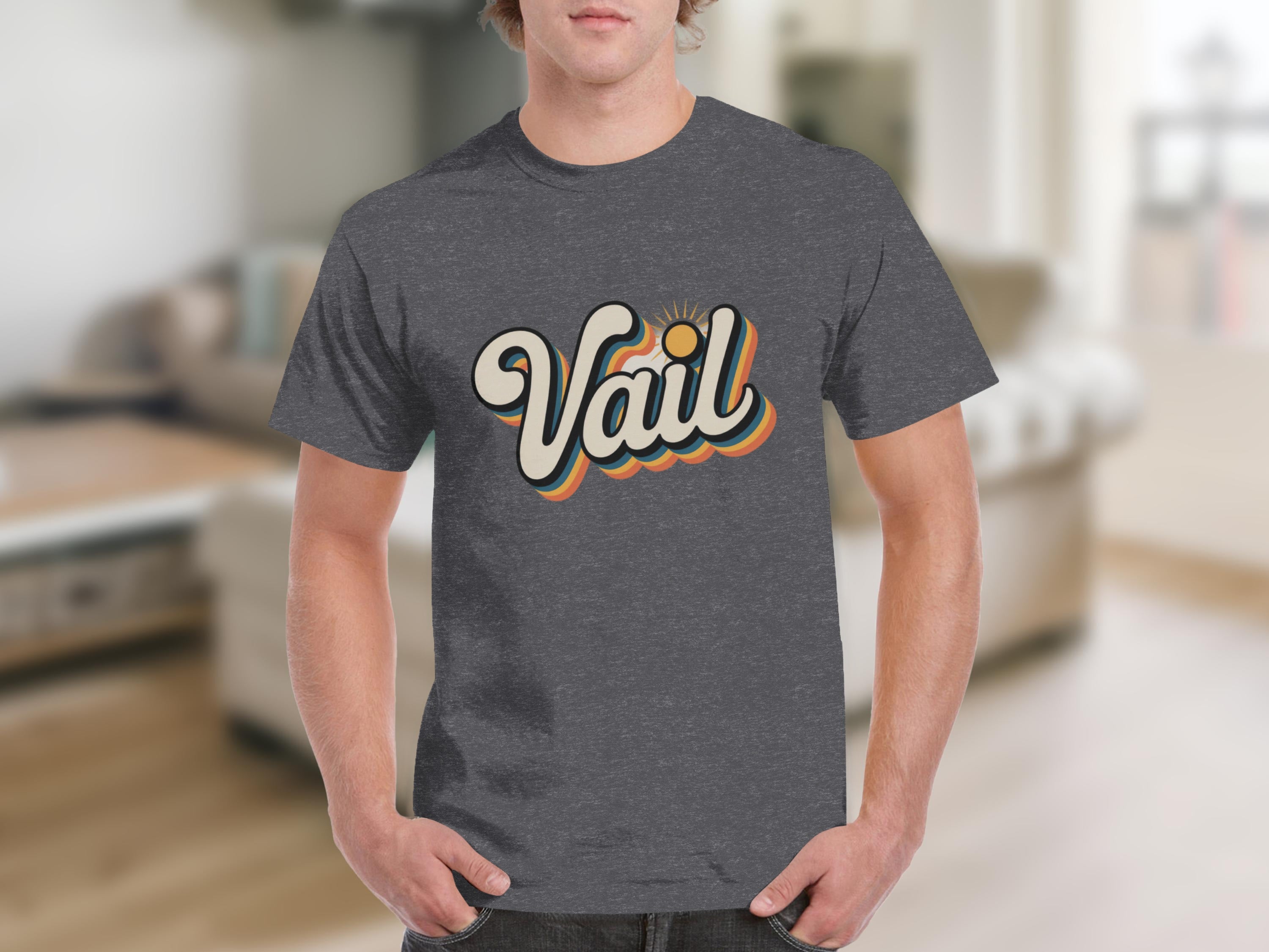 Vail Retro Inspired Graphic Gray T-Shirt Product