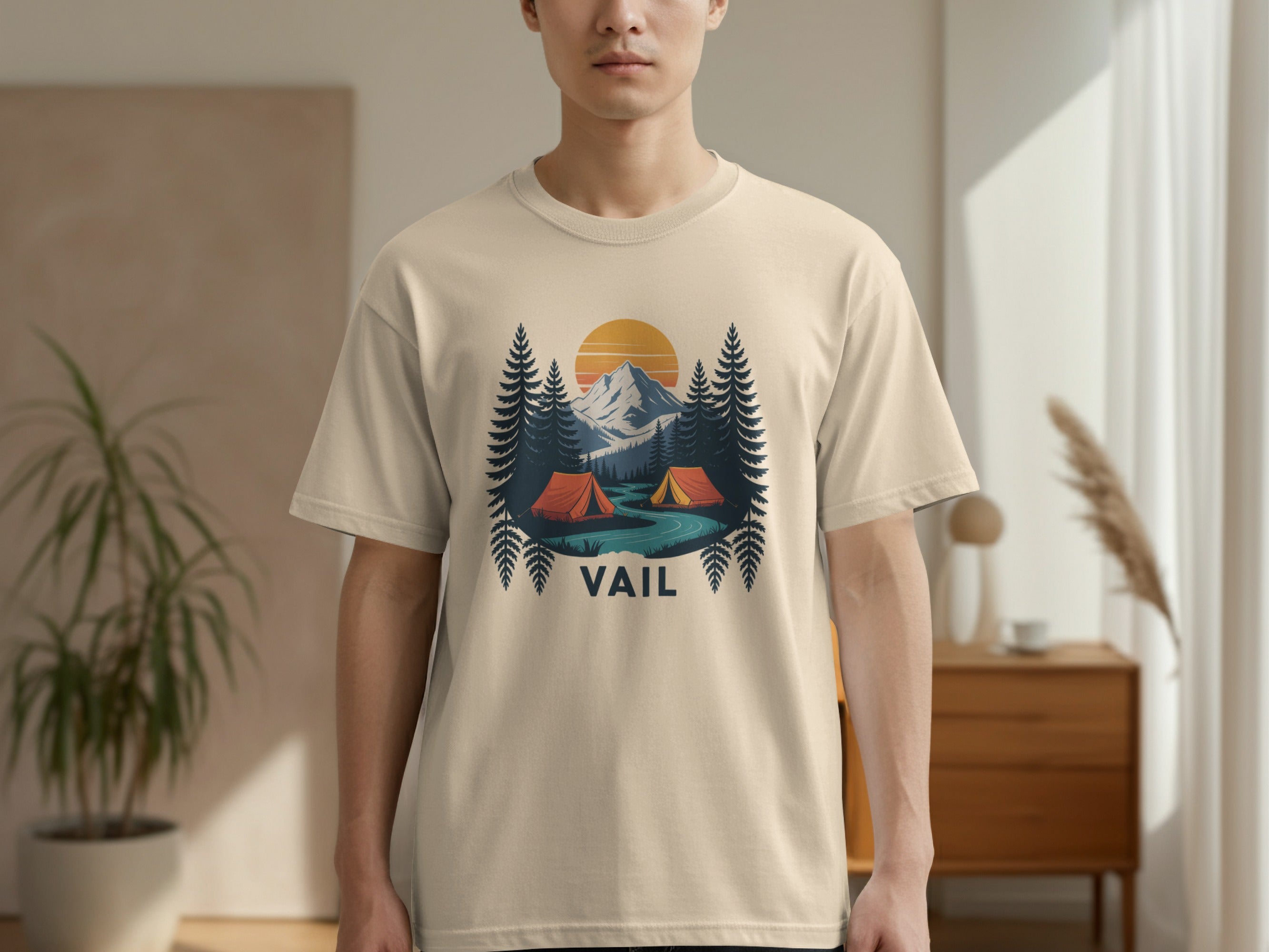 Vail Mountain Camping Sunrise Scene T-Shirt product type