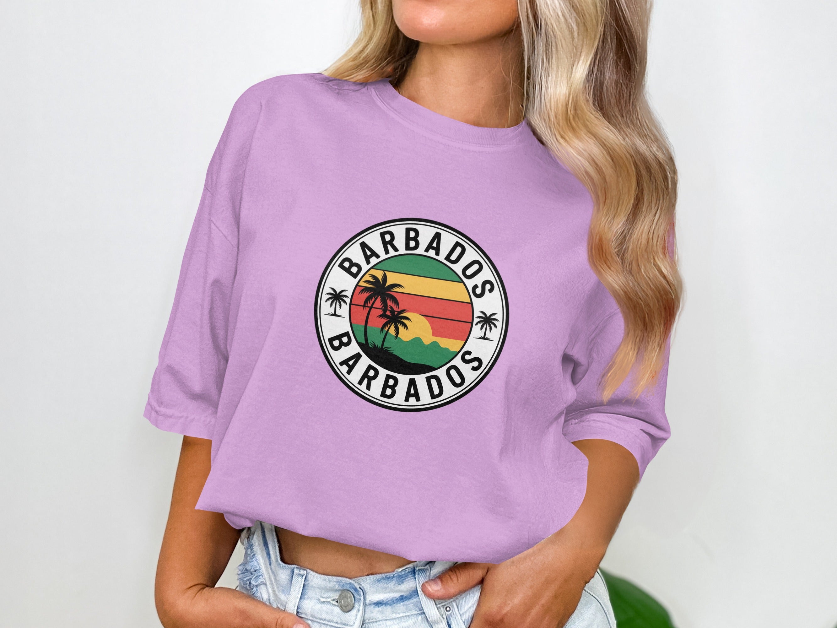 Stylish Barbados Sunset Print Casual T-Shirt product